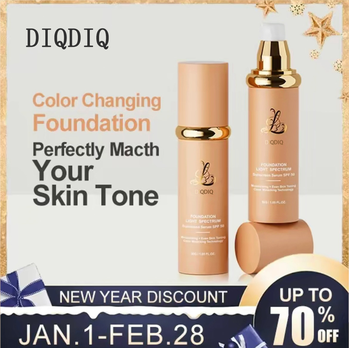 Foundation 4 in 1 - Medium Spectrum, Liquid Foundation for Flawless, Natural Looking Finish