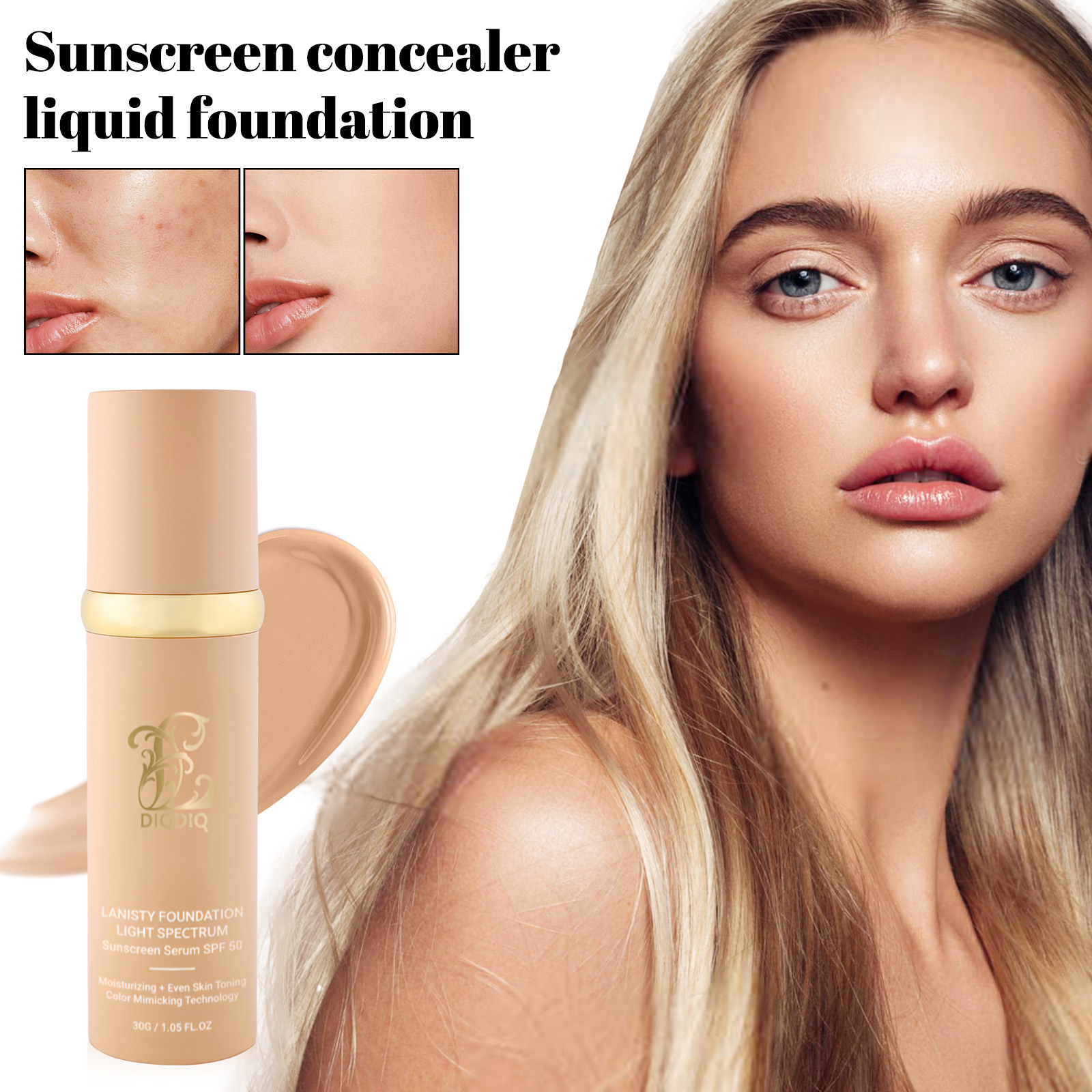 Foundation 4 in 1 - Medium Spectrum, Liquid Foundation for Flawless, Natural Looking Finish