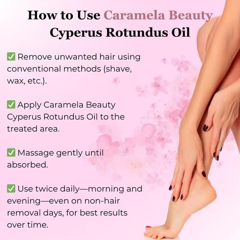 Caramela Beauty Cyperus Rotundus Oil for Natural Permanent Hair Reduction