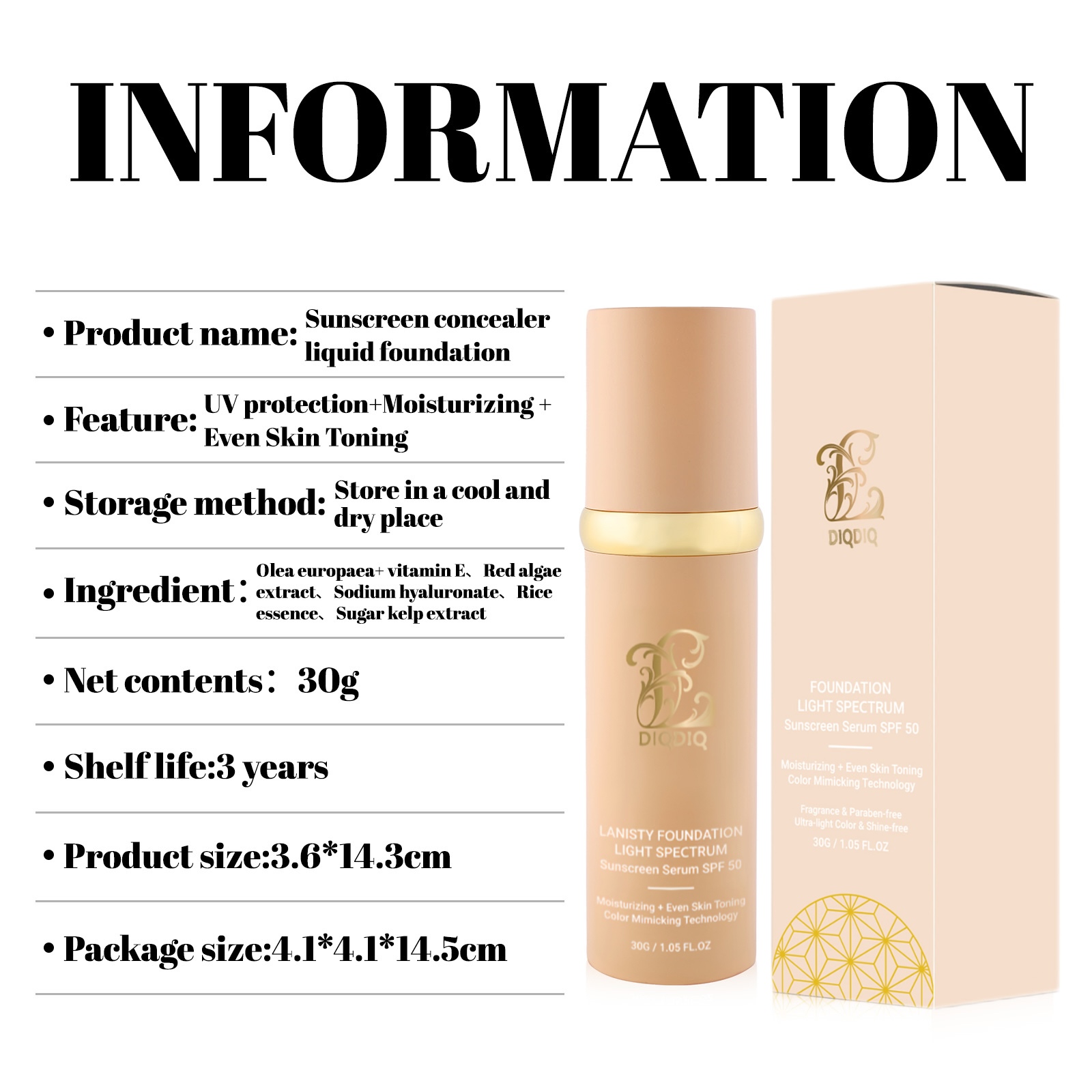 Foundation 4 in 1 - Medium Spectrum, Liquid Foundation for Flawless, Natural Looking Finish