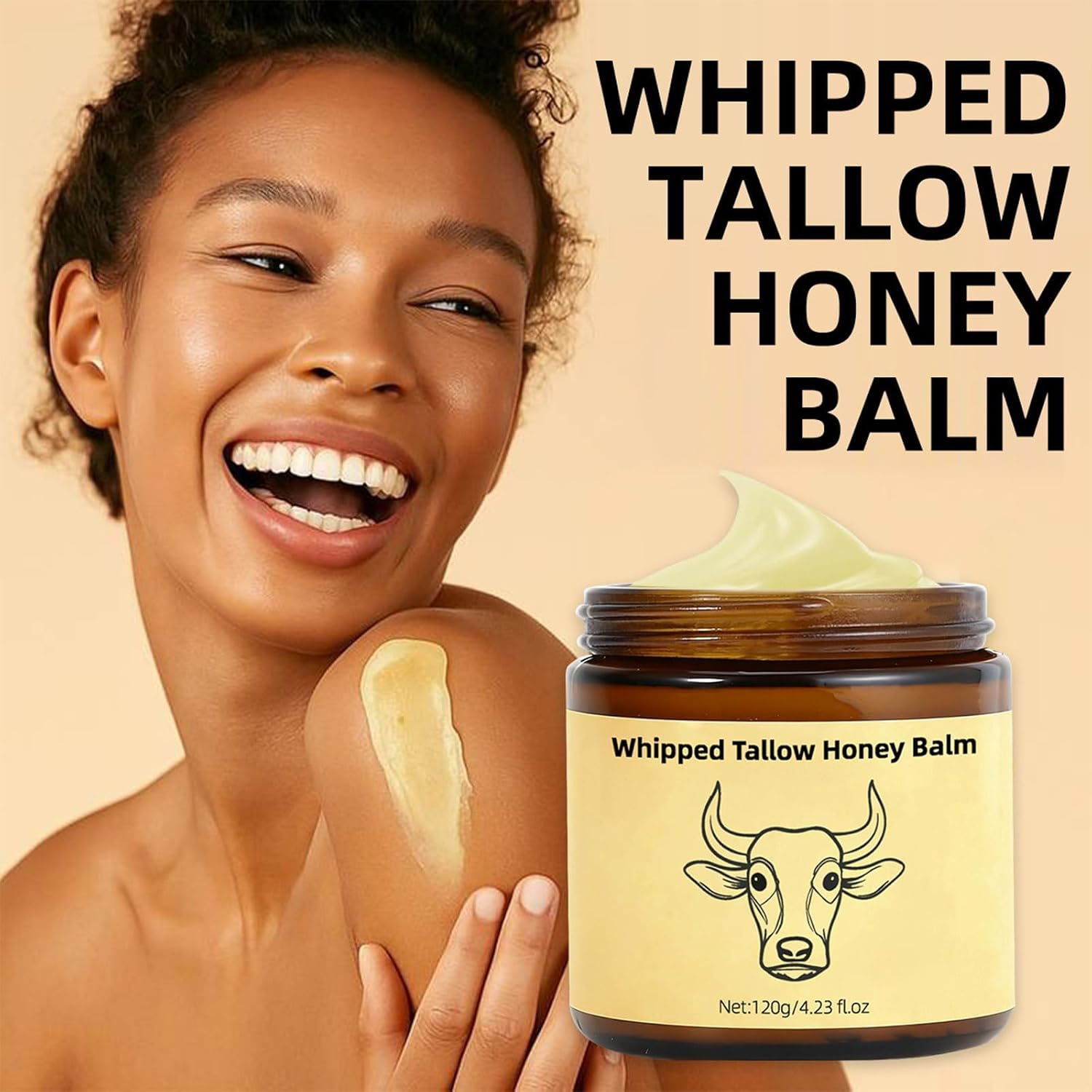 Lopeie Whipped Grass-Fed Beef Tallow Honey Balm - 4 Oz,Moisturizing Soft, Smooth Skin - Handmade Moisturizer - Lavender,Hydrating, Comfort,, Luminous Firming, Body Care, Hydrating Dry Skin