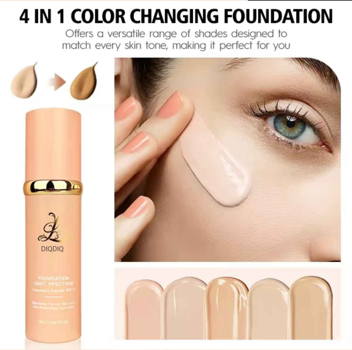 Foundation 4 in 1 - Medium Spectrum, Liquid Foundation for Flawless, Natural Looking Finish