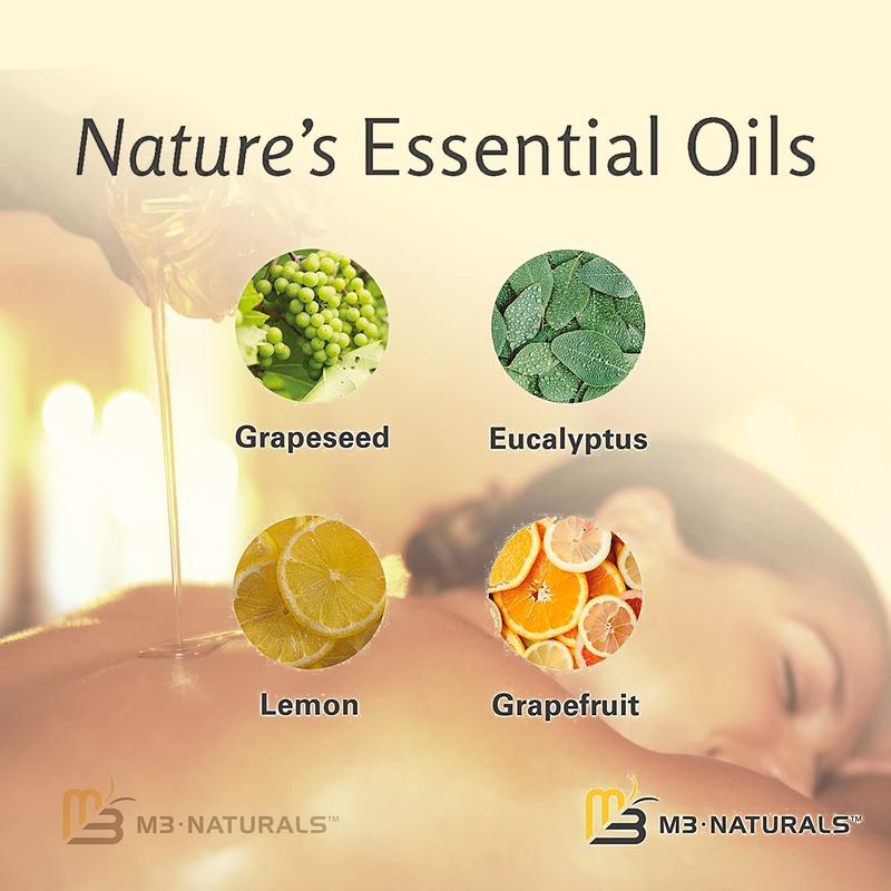 M3 Naturals Cellulite Massage Oil 8oz - Smooth the Appearance of Cellulite - Body Care & Skin Care Massage Oil - Topical Collagen and Plant Stem Cell Body Oil to Restore Texture and Elasticity - Soothing Body Oil