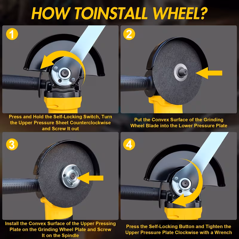 cordless angle grinder compatible with dewalt 20v battery grinder power tool with brushless motor 125 mm disc 4 variable   grinder sander for grinding polishing tool   no battery Product details 5
