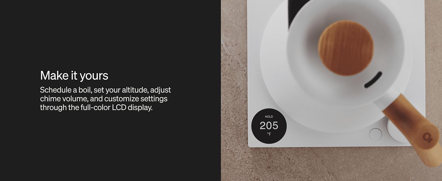 Schedule a boil, set your altitude, adjust chime volume, and customize settings