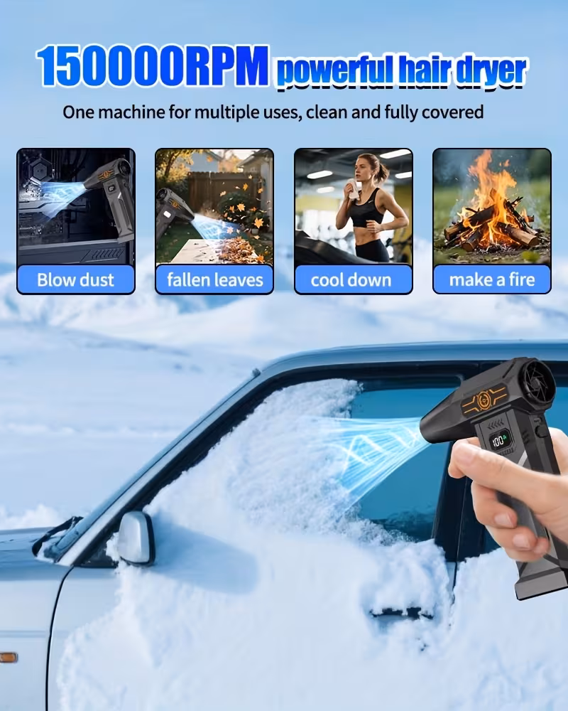 1 cordless high power turbine snow blower fan for yard lawn and gardening   tool snow blower super turbine fan brushless motor turbine fan type c rechargeable battery with long lasting     used for dusting and bbq Product details 4