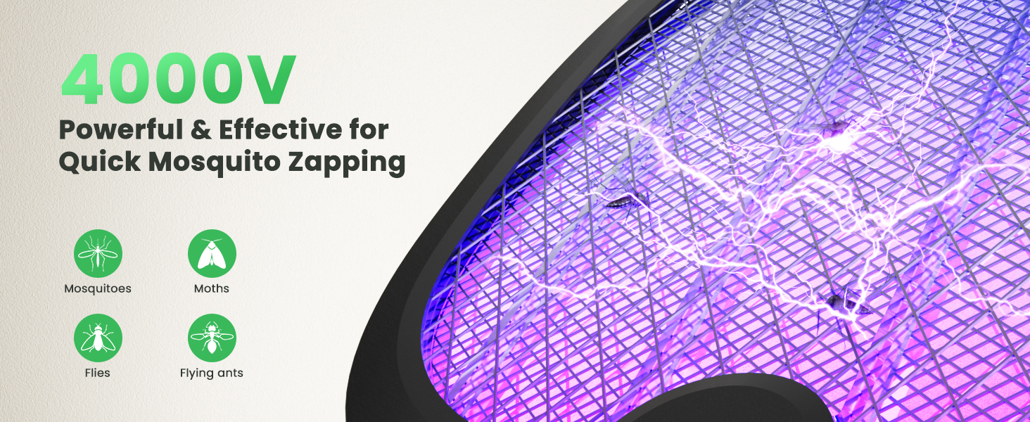 Electric Fly Swatter RECHARGEABLE Bug Zapper Racket