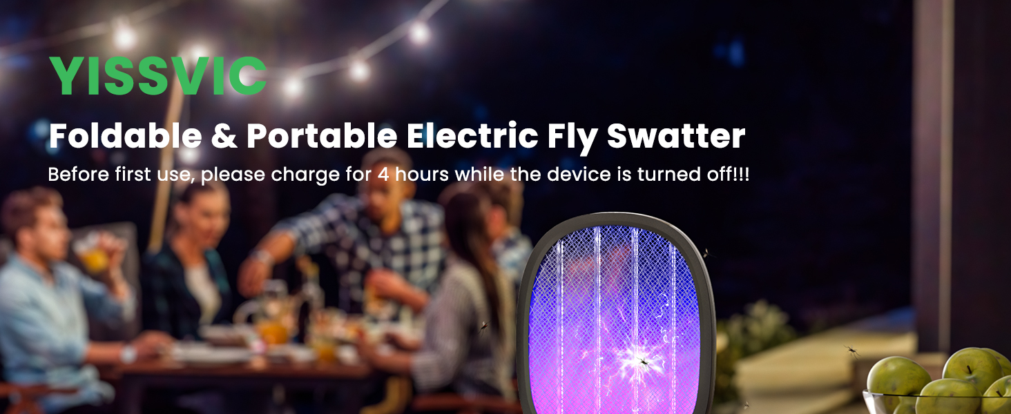 Electric Fly Swatter Foldable Bug Zapper Racket