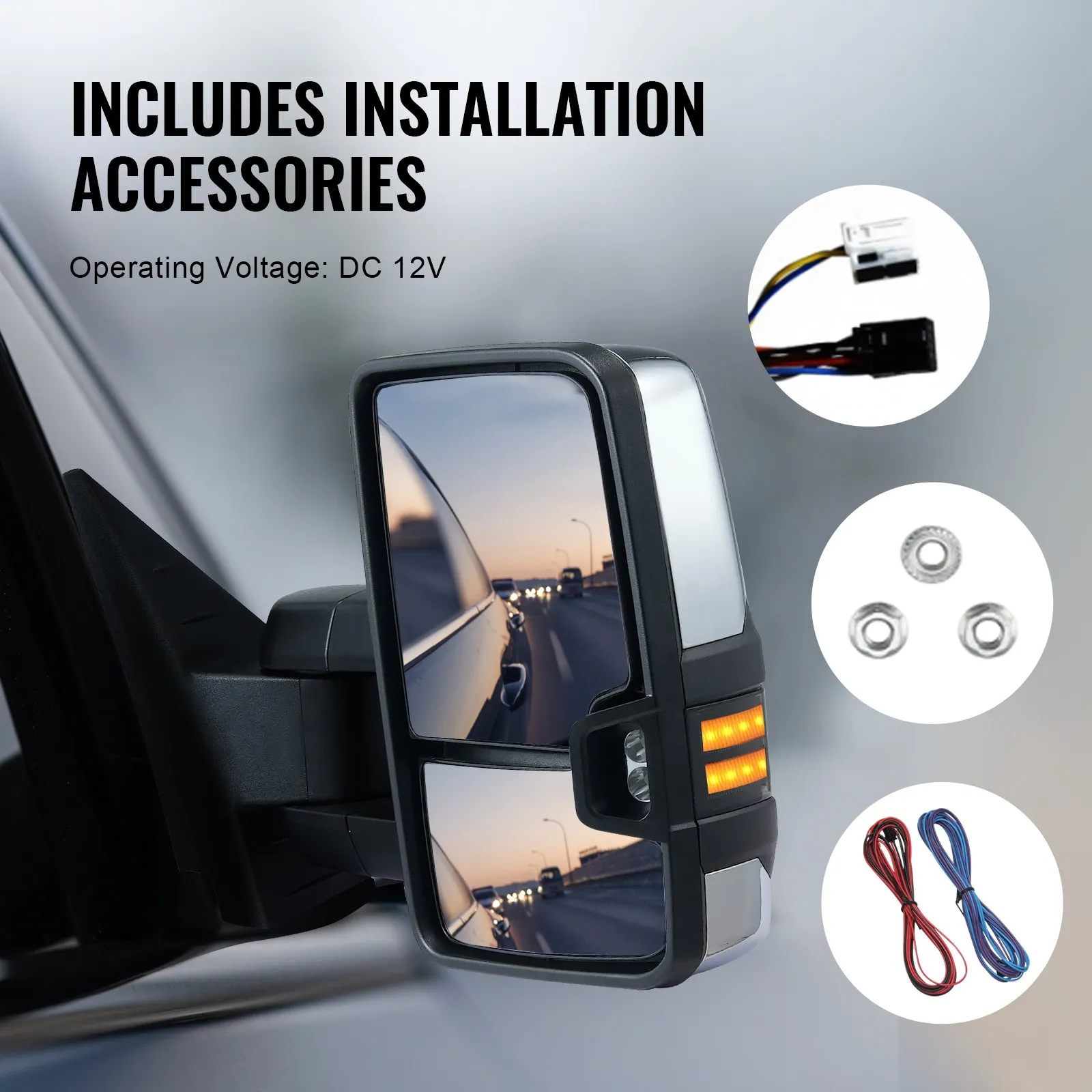 Towing Mirrors, Left & Right Pair Set 
