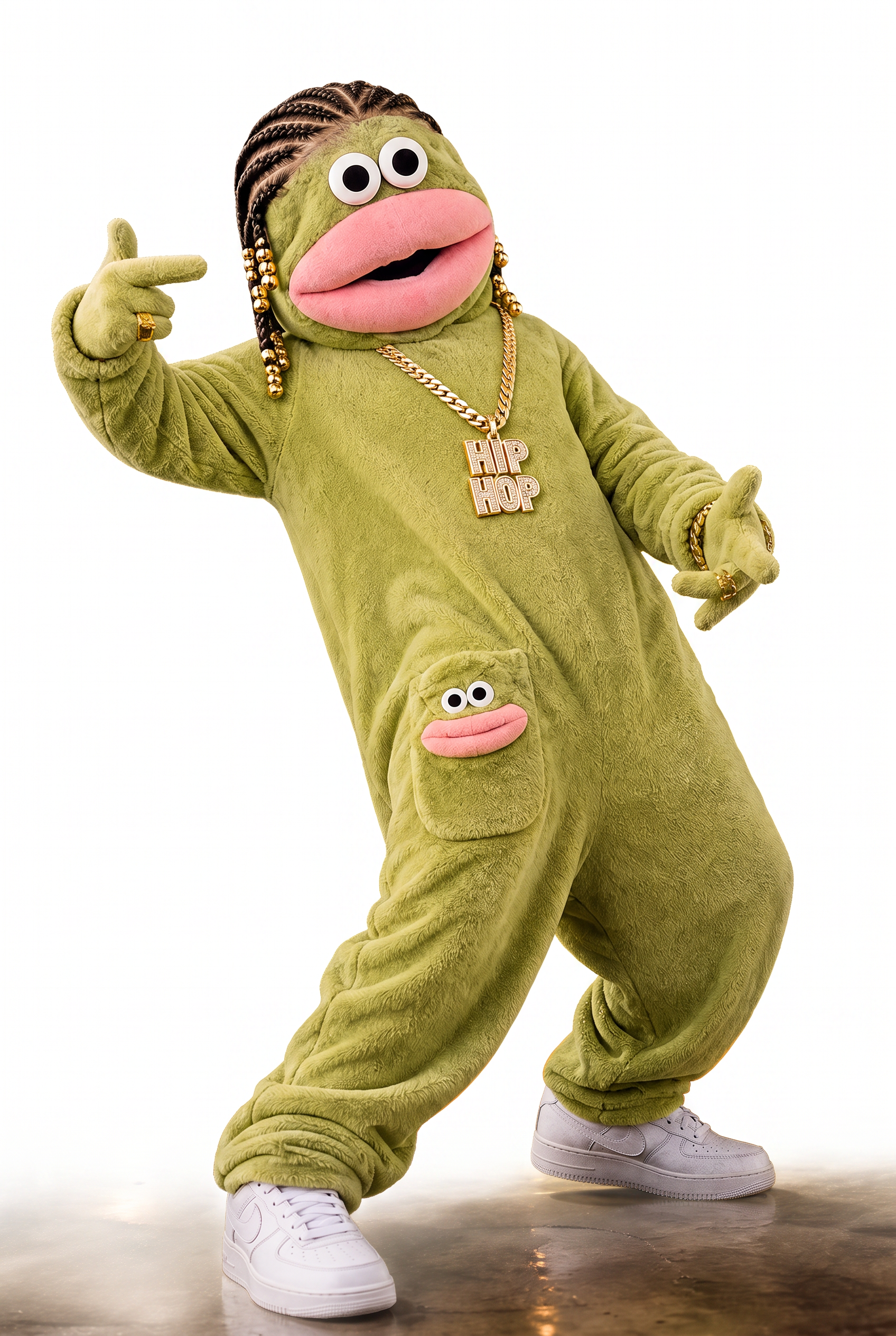 Cornrow big-mouthed frog hippop style one-piece suit