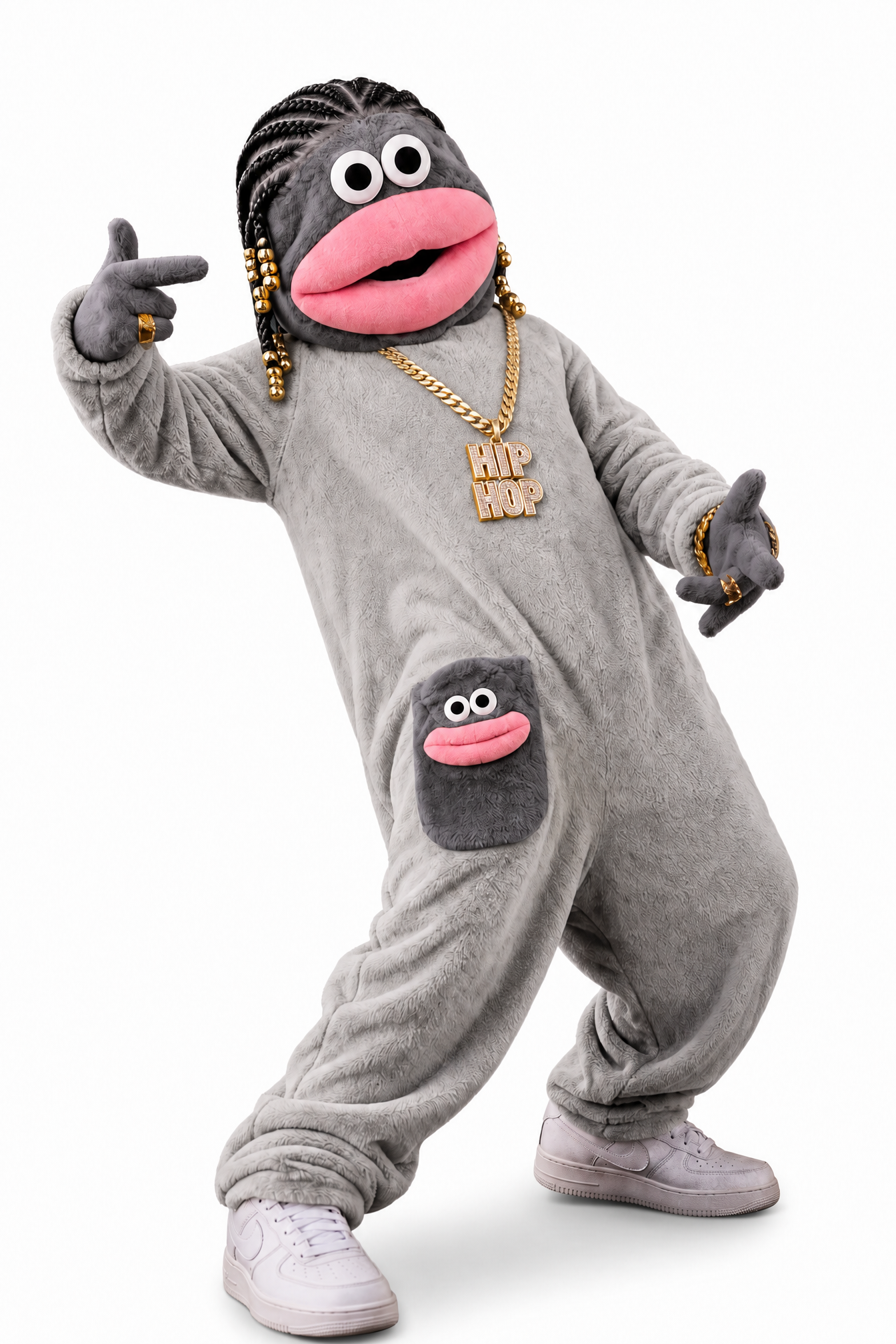 Cornrow big-mouthed frog hippop style one-piece suit