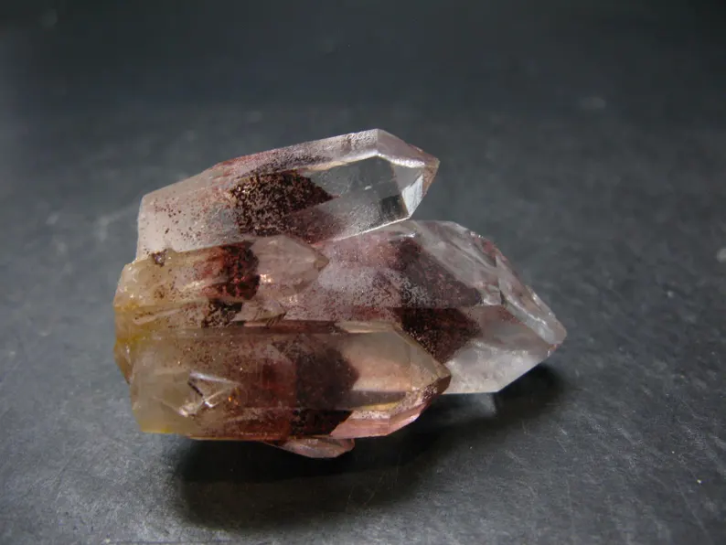Phantom Hematite in Quartz Crystal From India - 1.9" - 41.45 Grams