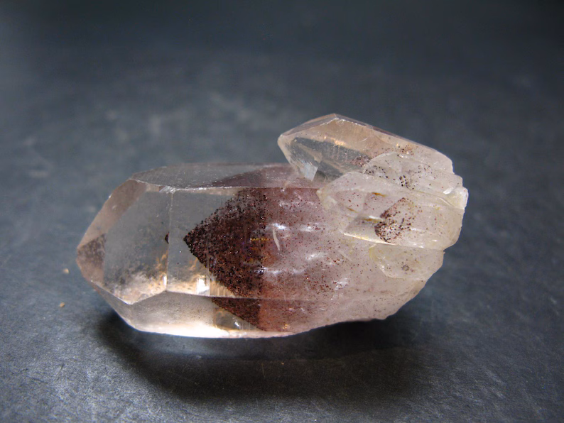 Phantom Hematite in Quartz Crystal From India - 1.9" - 32.29 Grams