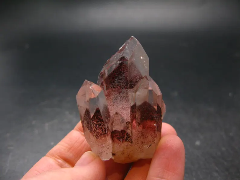 Phantom Hematite in Quartz Crystal From India - 1.9" - 41.45 Grams
