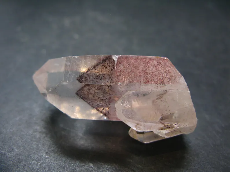 Phantom Hematite in Quartz Crystal From India - 1.9" - 32.29 Grams