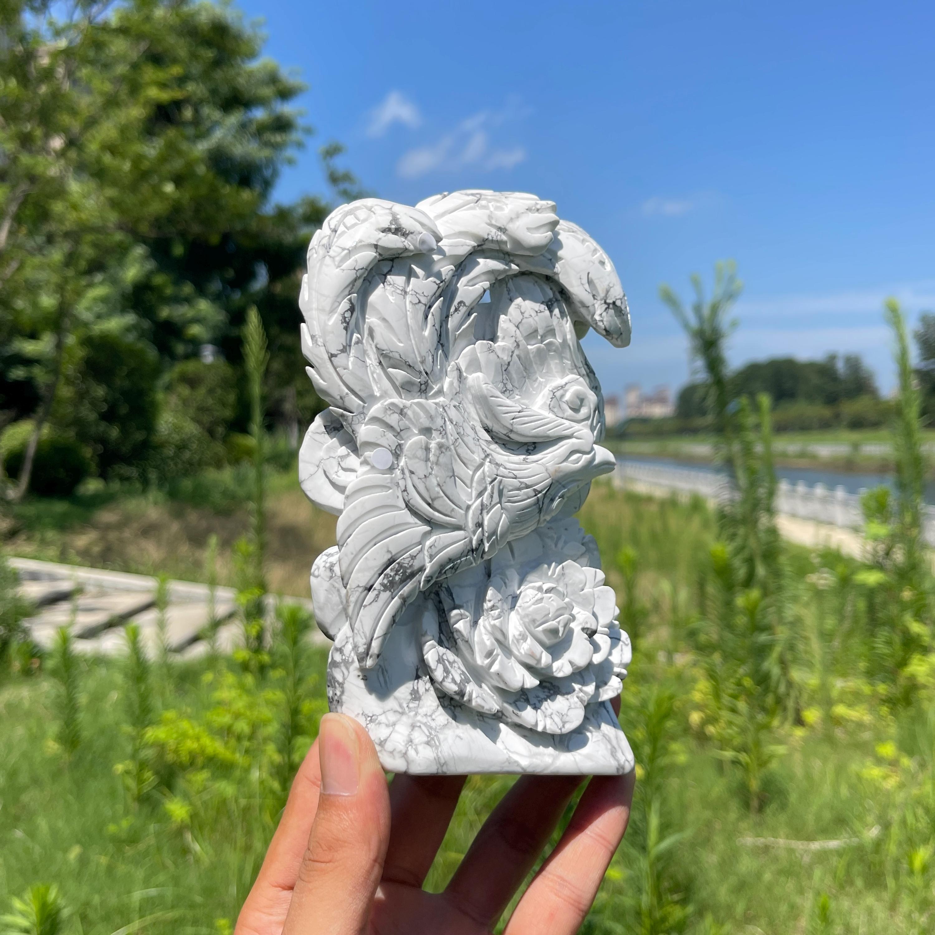 Howlite Phoenix Carving
