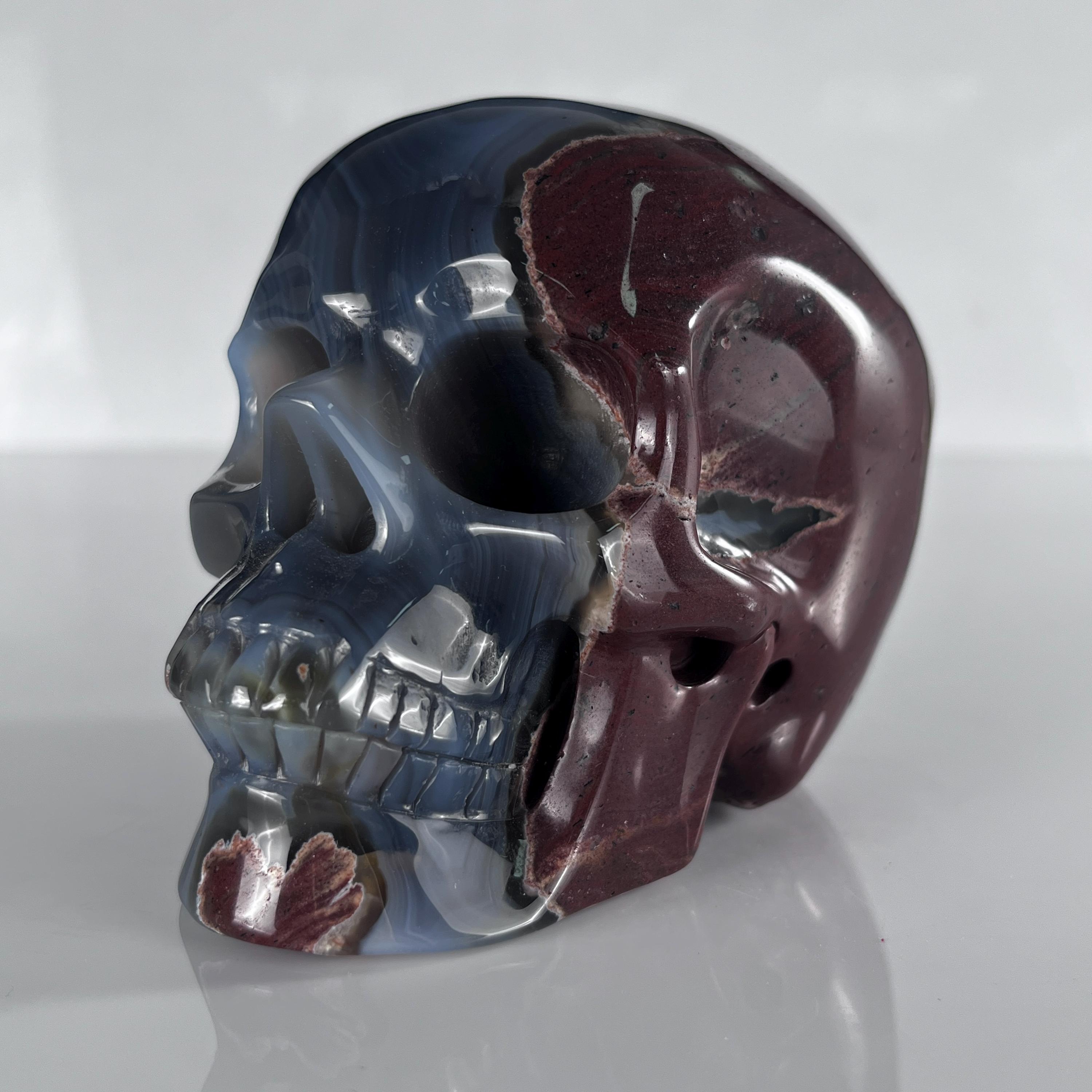 Volcanic Agate Skull Carving, 4.5 Inch