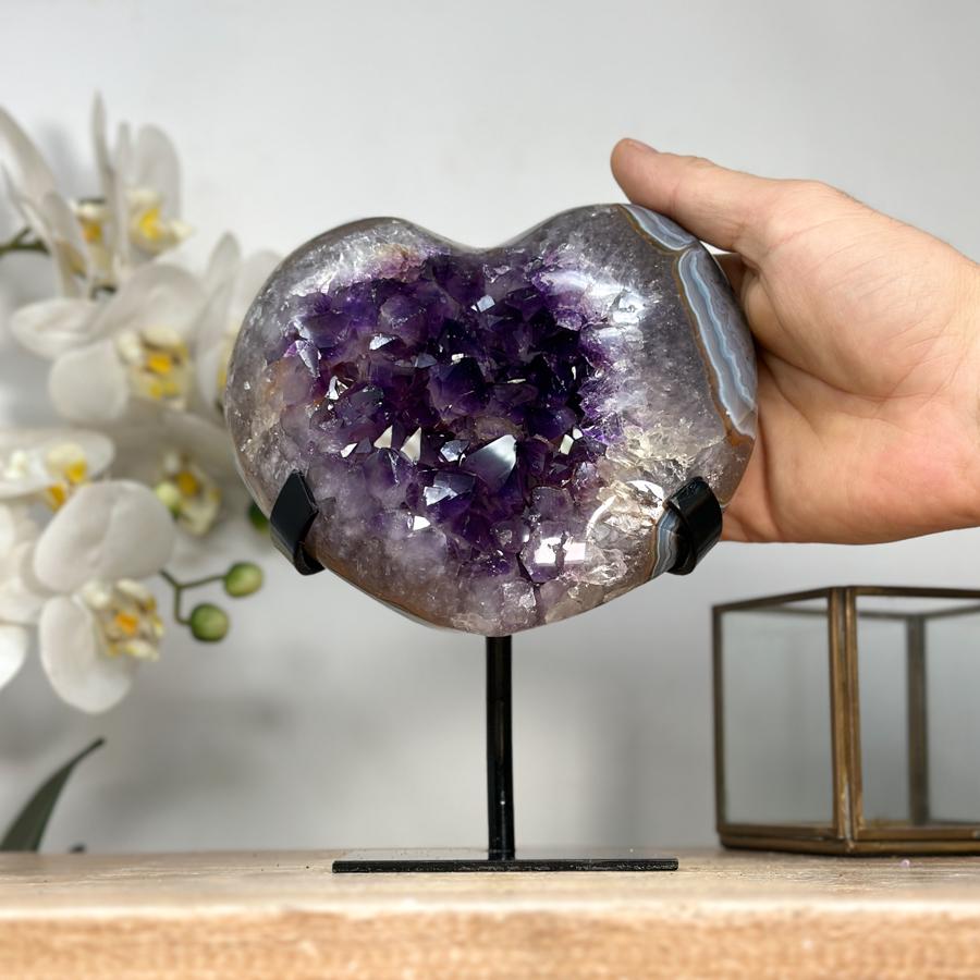 Amethyst and Blue Agate Geode Heart