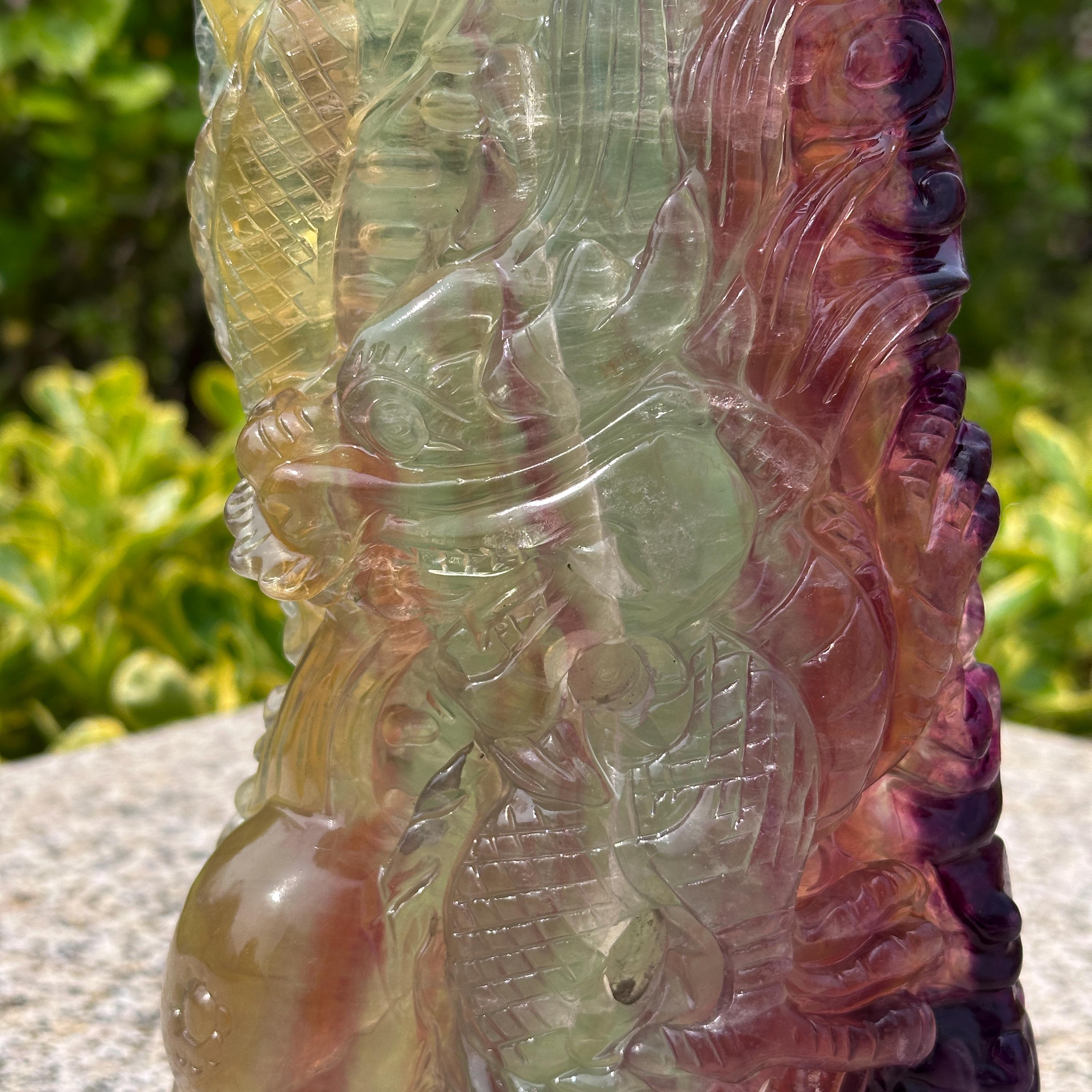 Rainbow Fluorite Dragon Carving, 5.29lb