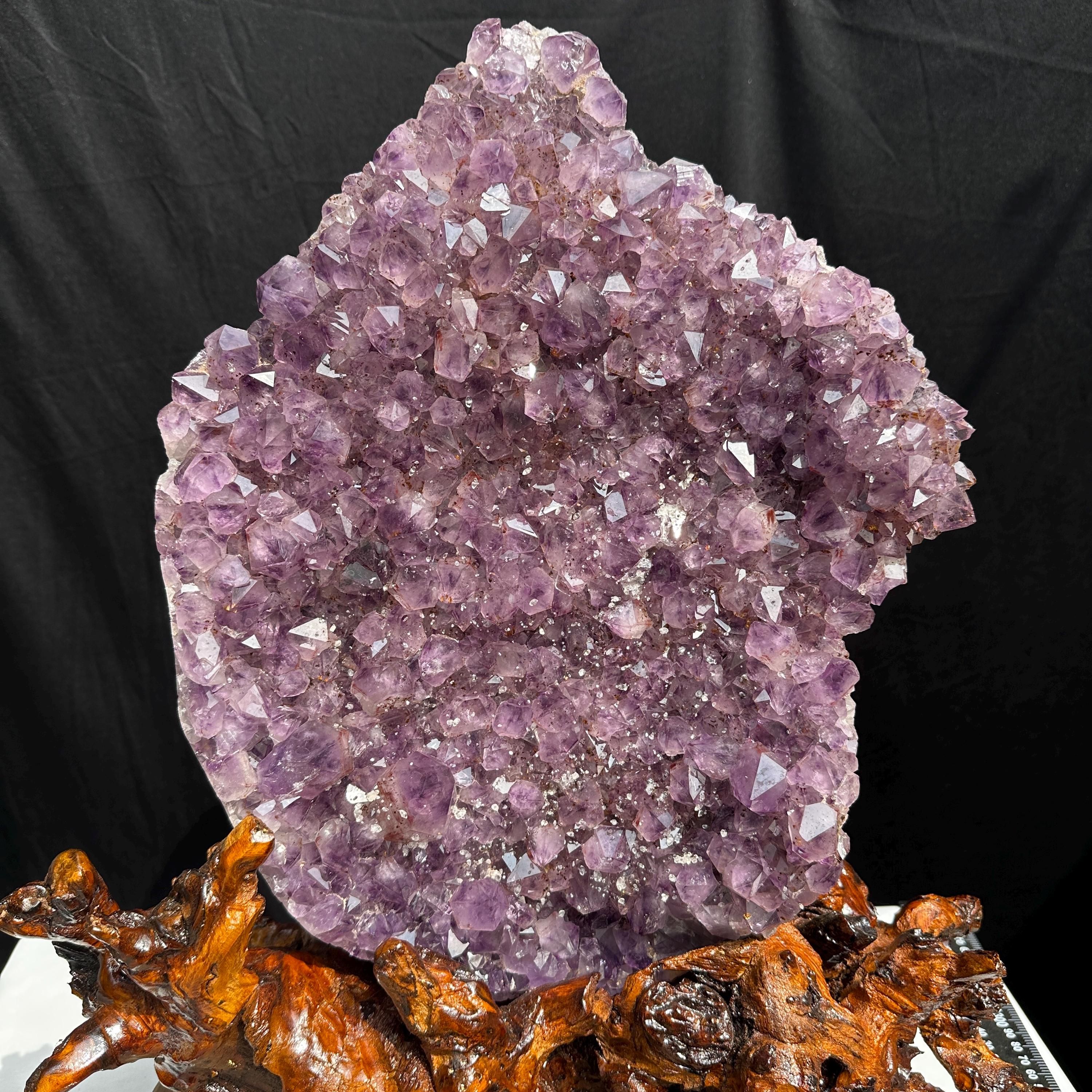 Amethyst Crystal Cluster on Wood Stand, 21.6lb