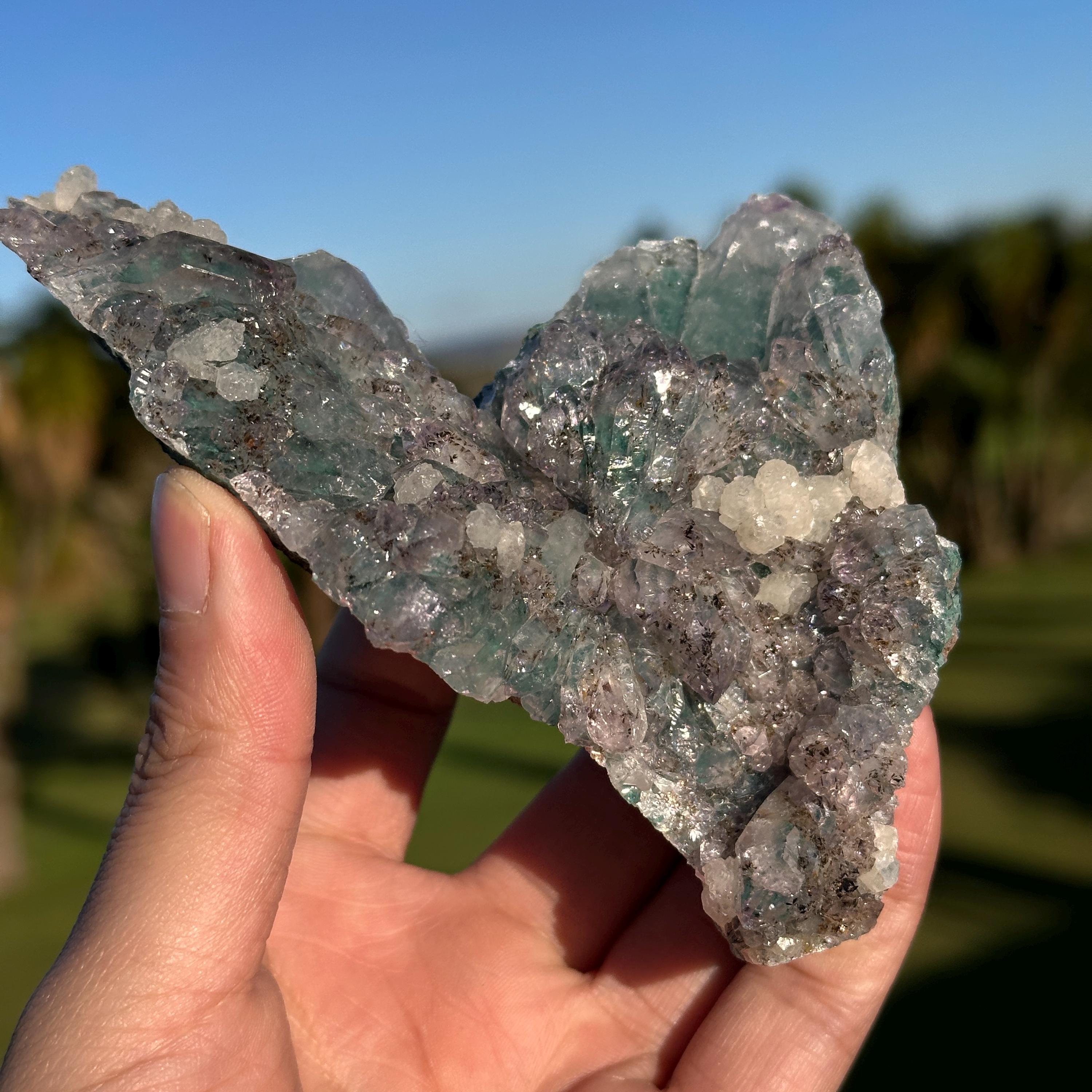 Green Phantom Quartz Cluster