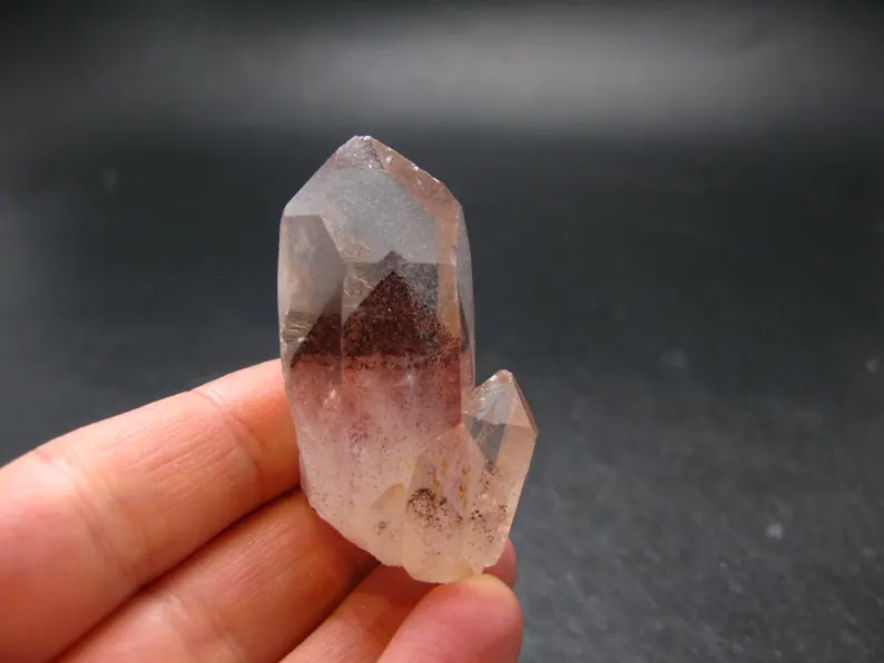 Phantom Hematite in Quartz Crystal From India - 1.9" - 32.29 Grams