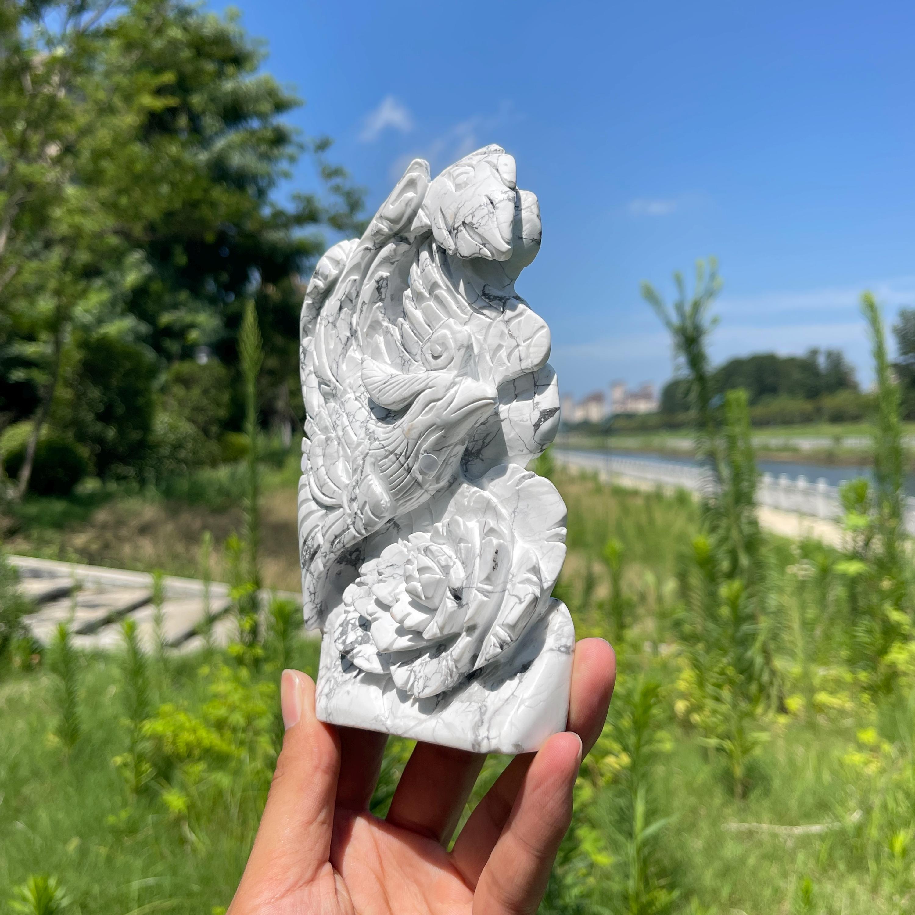 Howlite Phoenix Carving