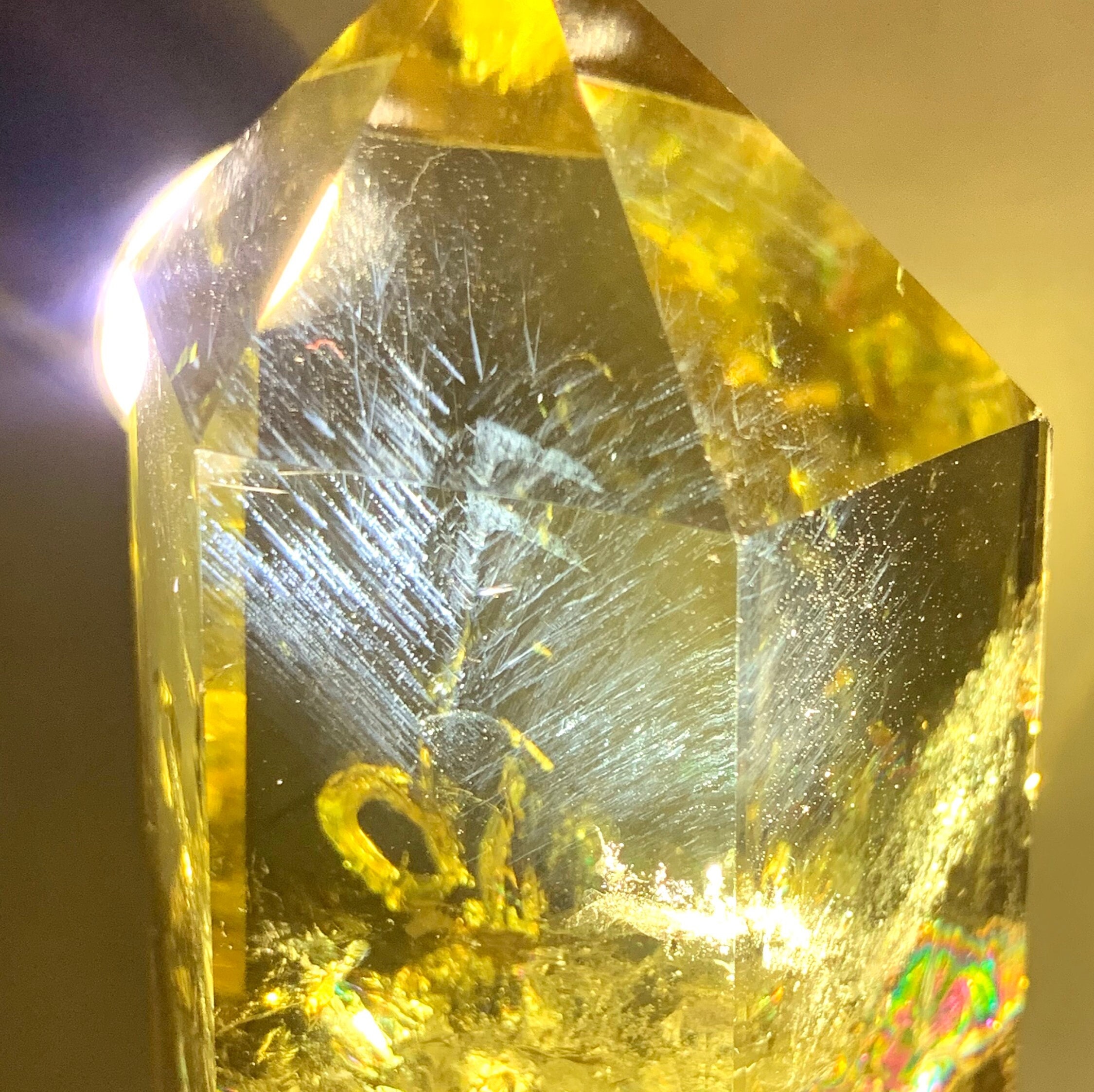 Citrine Quartz Tower with Blue Inclusions