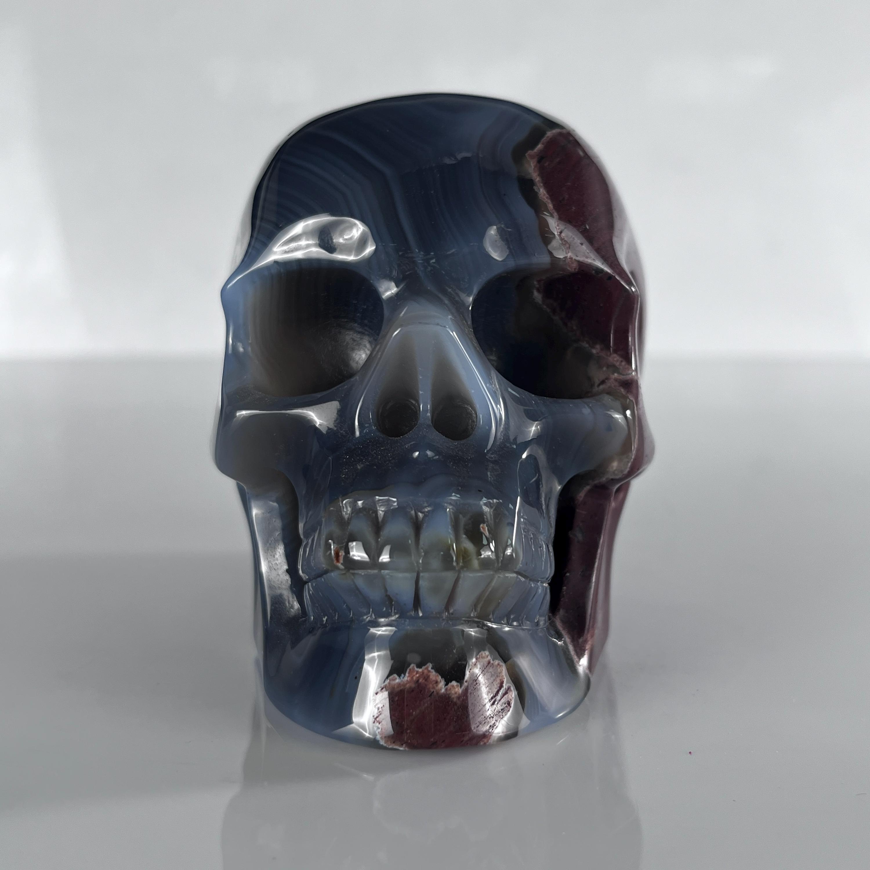 Volcanic Agate Skull Carving, 4.5 Inch