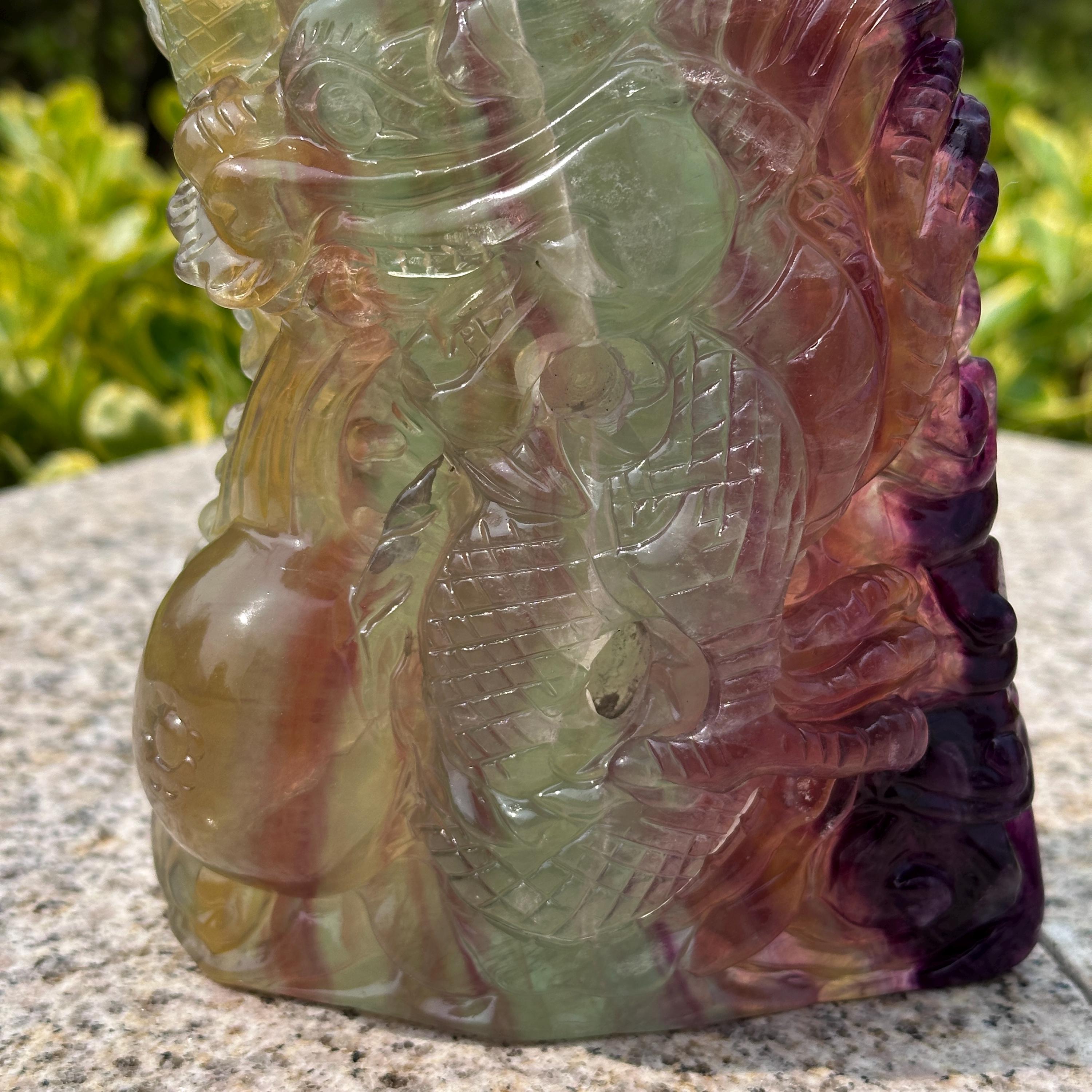 Rainbow Fluorite Dragon Carving, 5.29lb