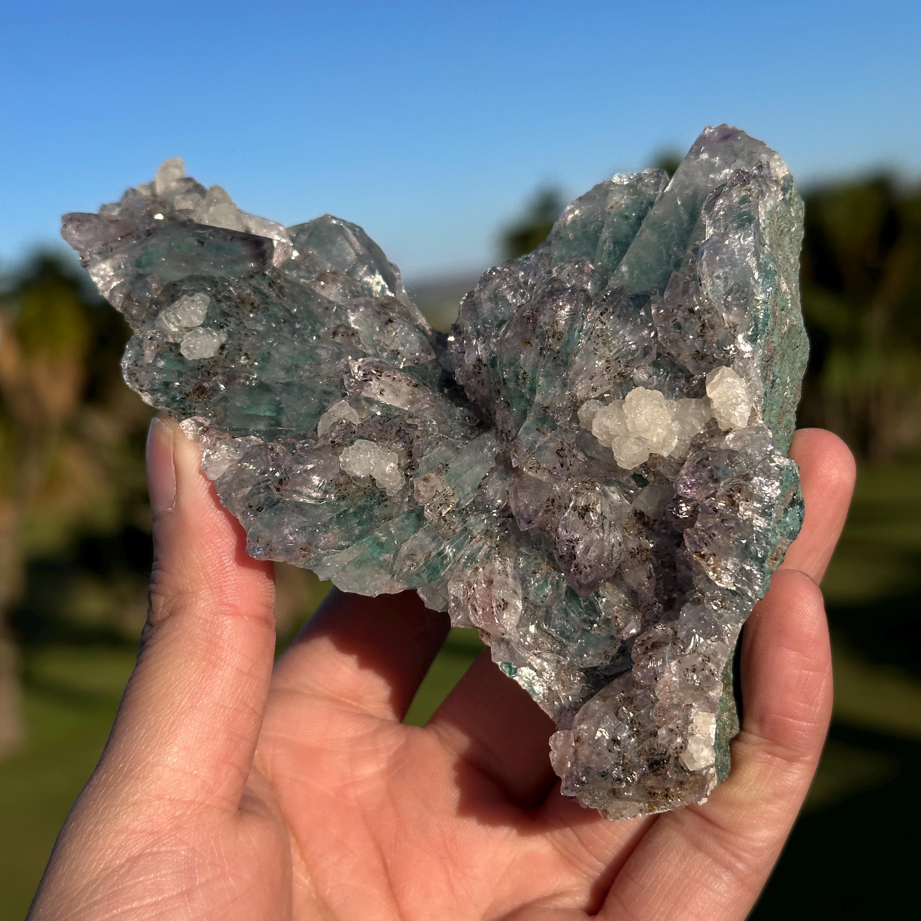 Green Phantom Quartz Cluster