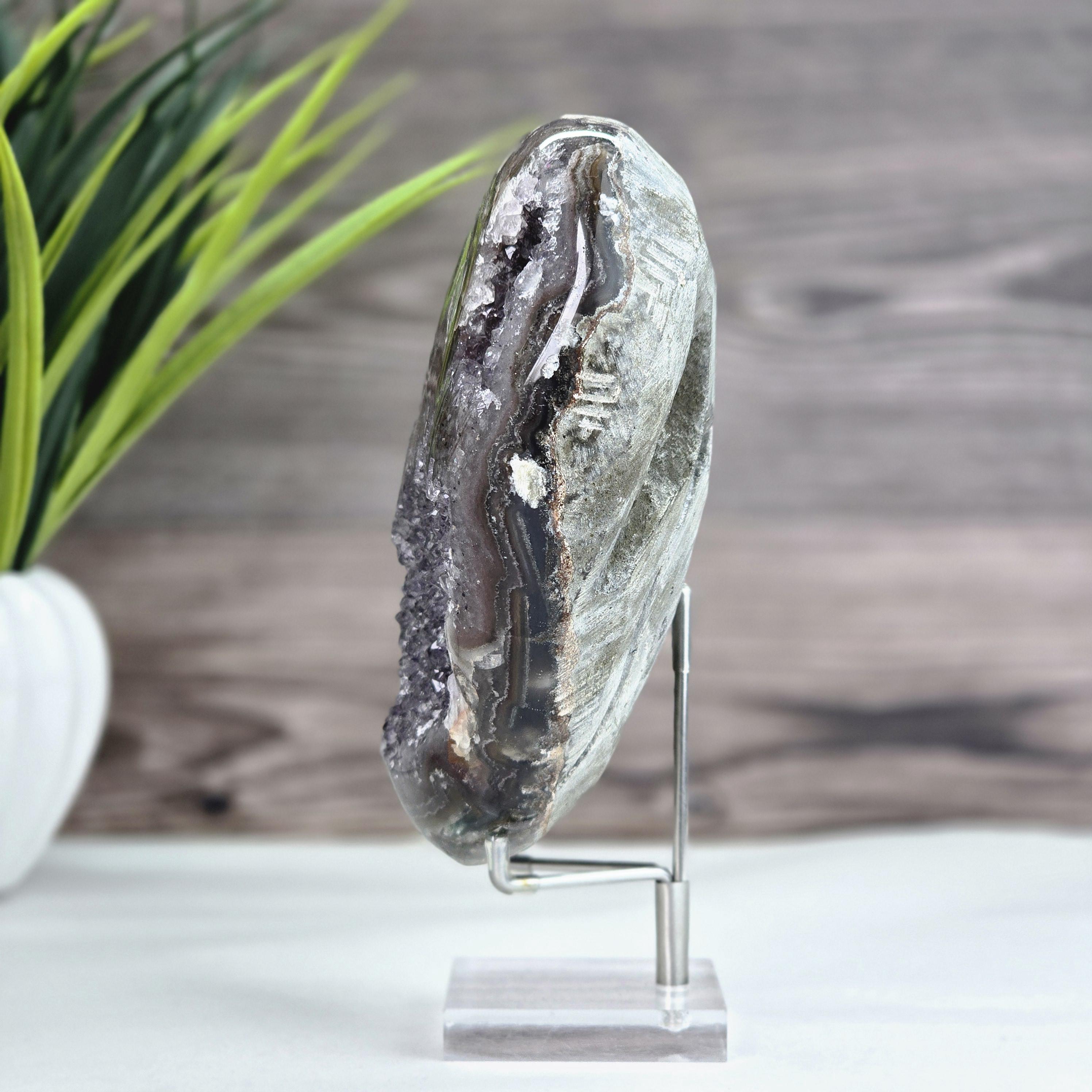 Amethyst Druzy Heart on Metal Stand