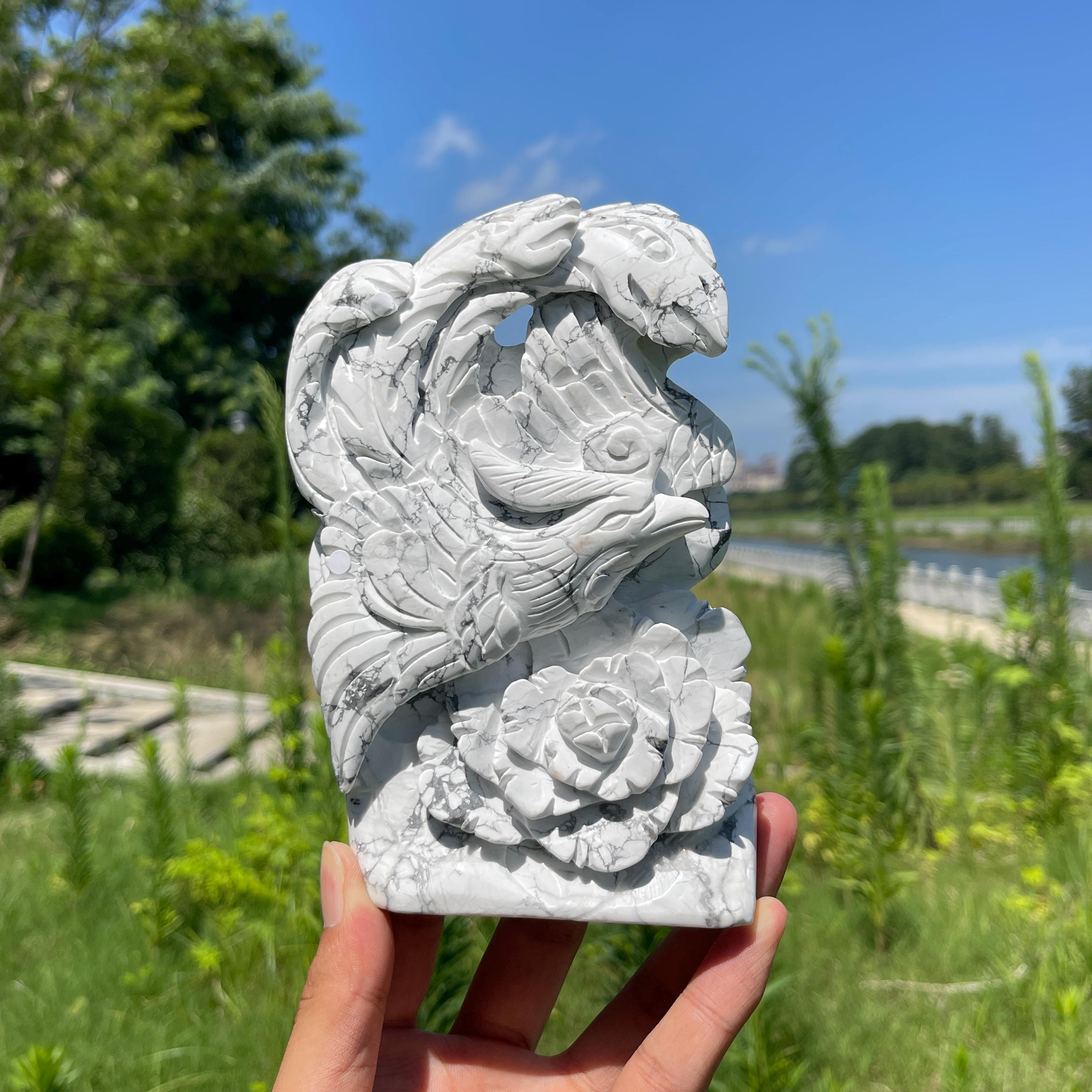 Howlite Phoenix Carving