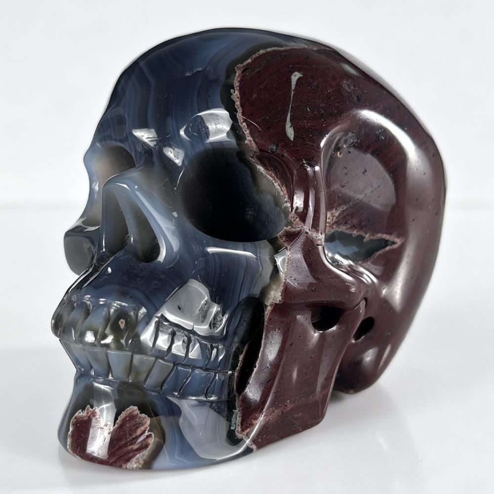 Volcanic Agate Skull Carving, 4.5 Inch