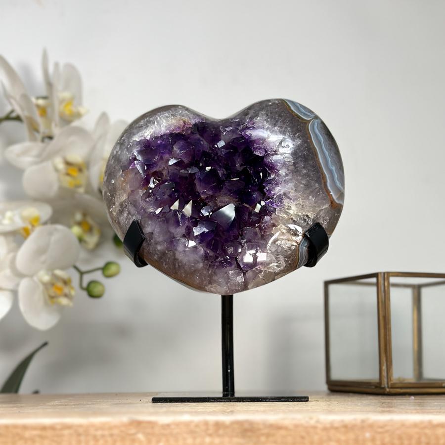 Amethyst and Blue Agate Geode Heart