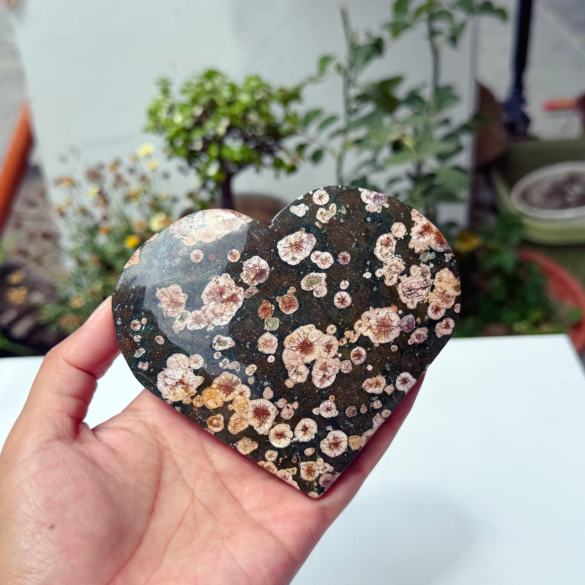 Sakura Agate Heart, 4 Inch