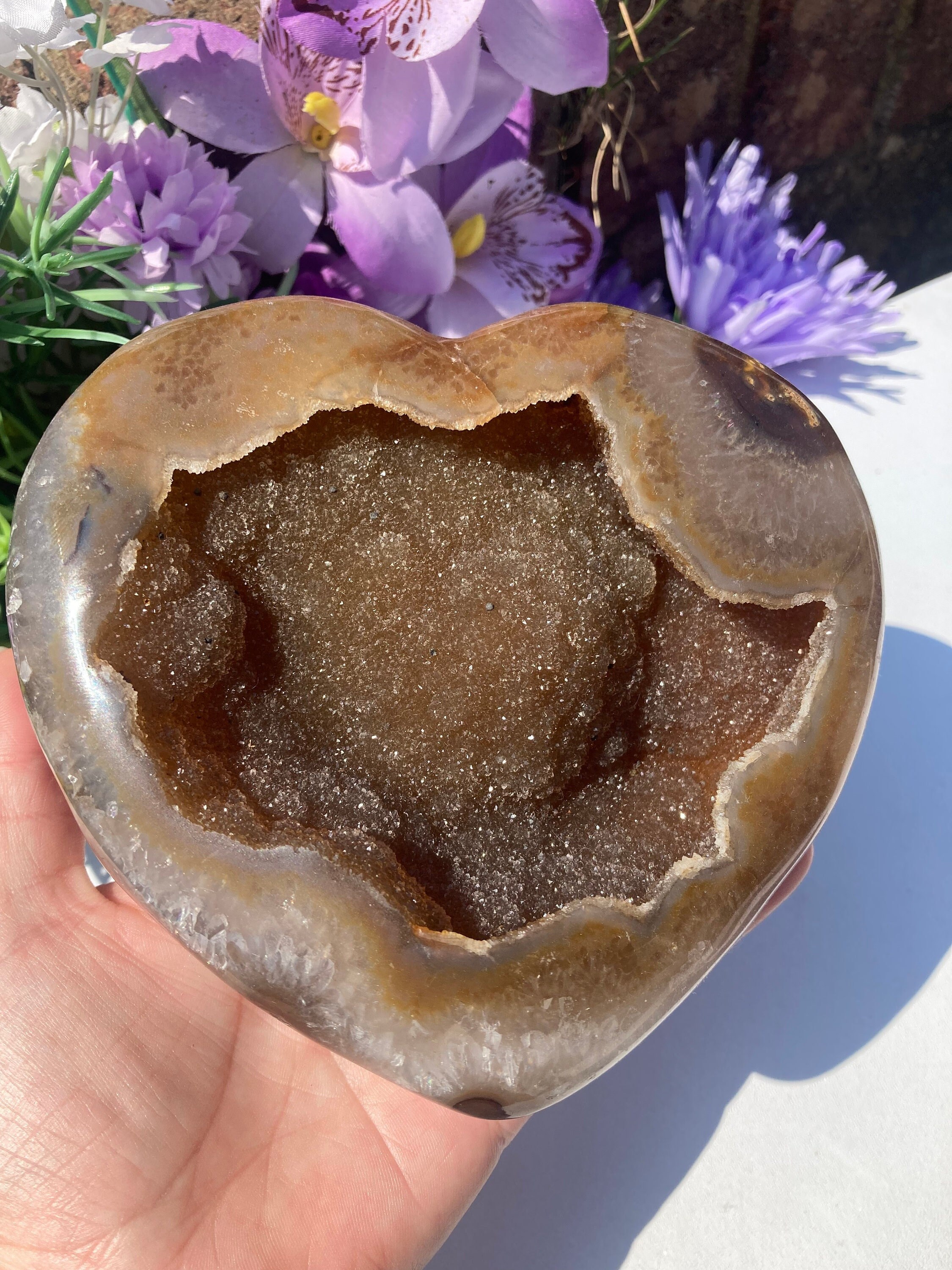 Agate Druzy Heart, 12.5 × 14 cm