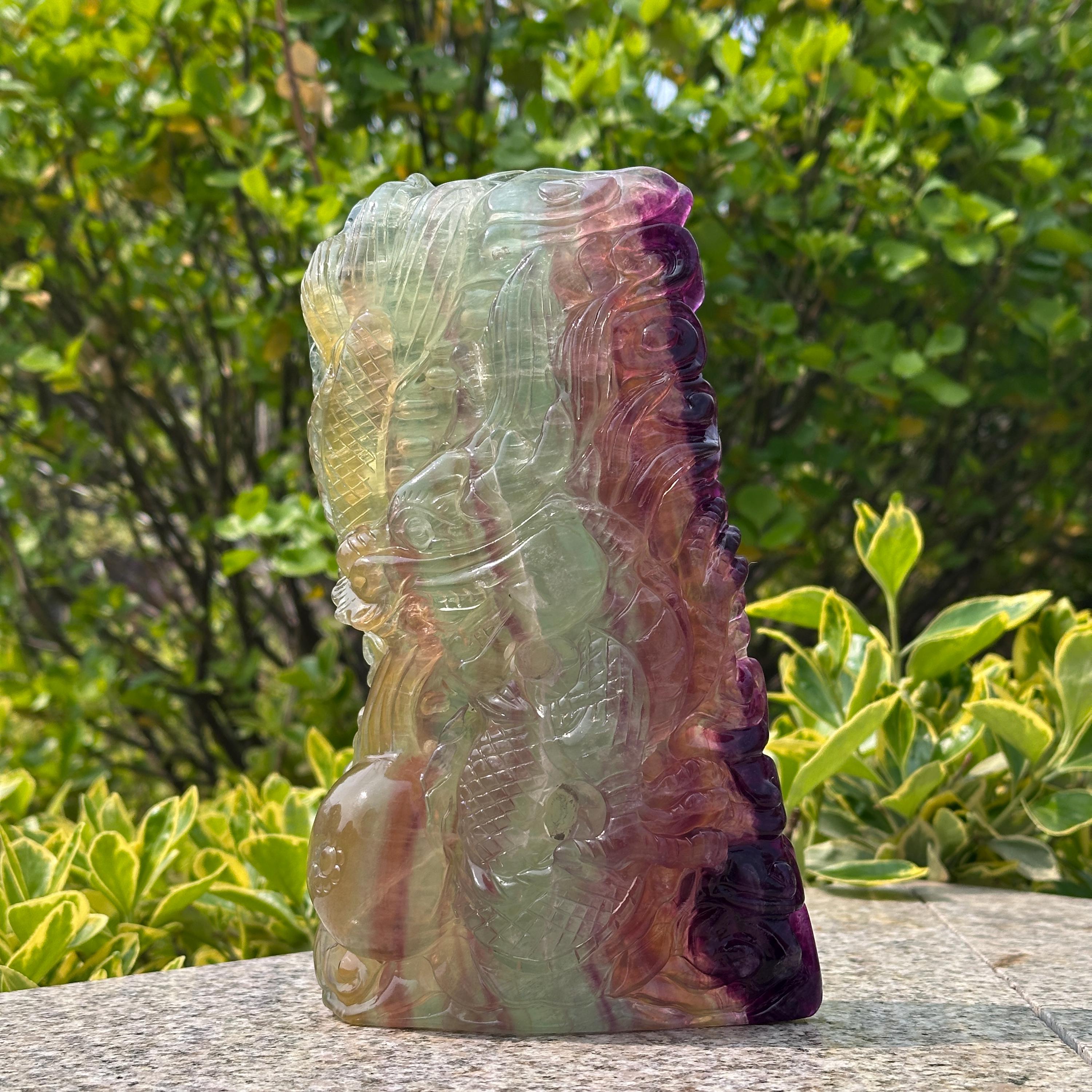 Rainbow Fluorite Dragon Carving, 5.29lb