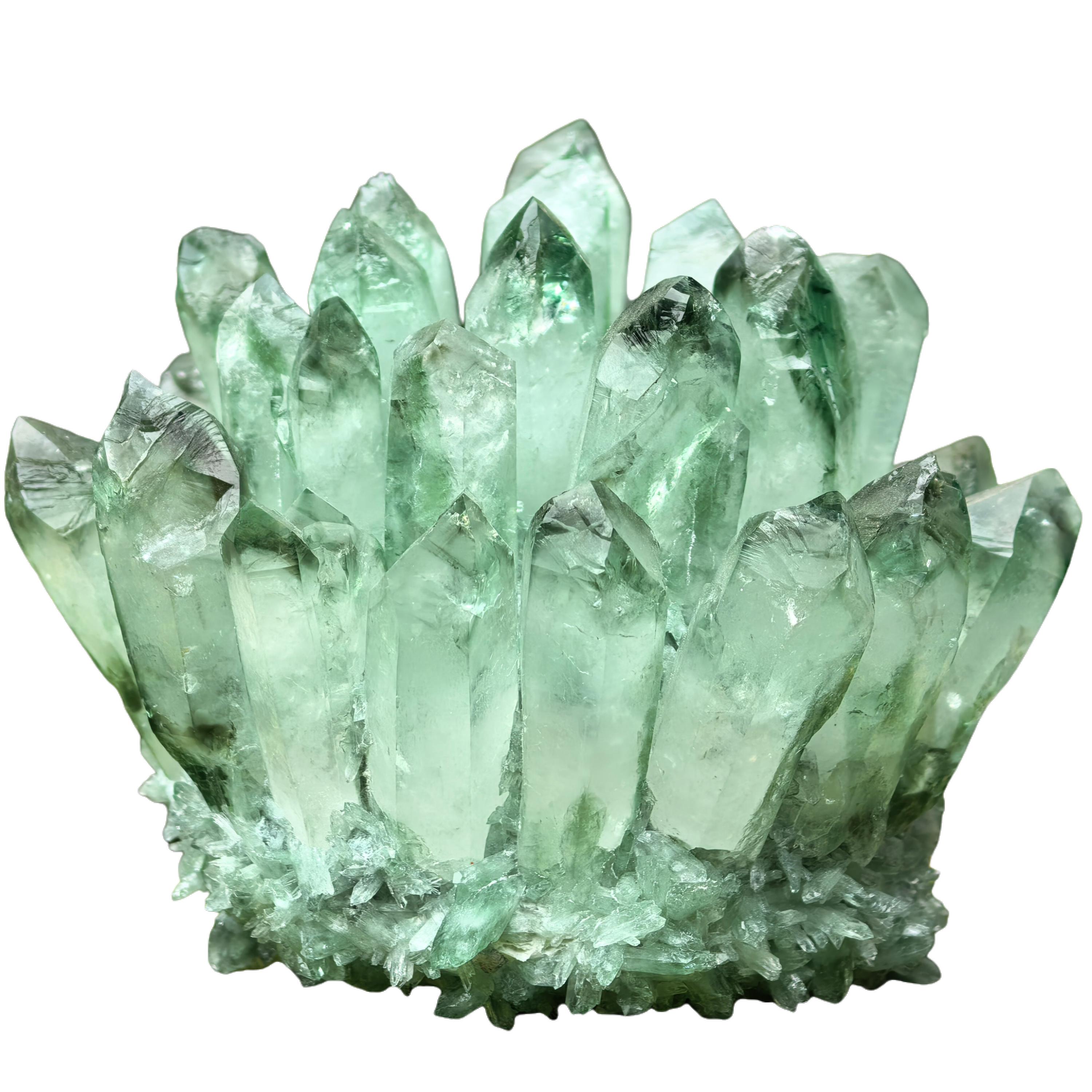 Green Phantom Quartz Crystal Cluster