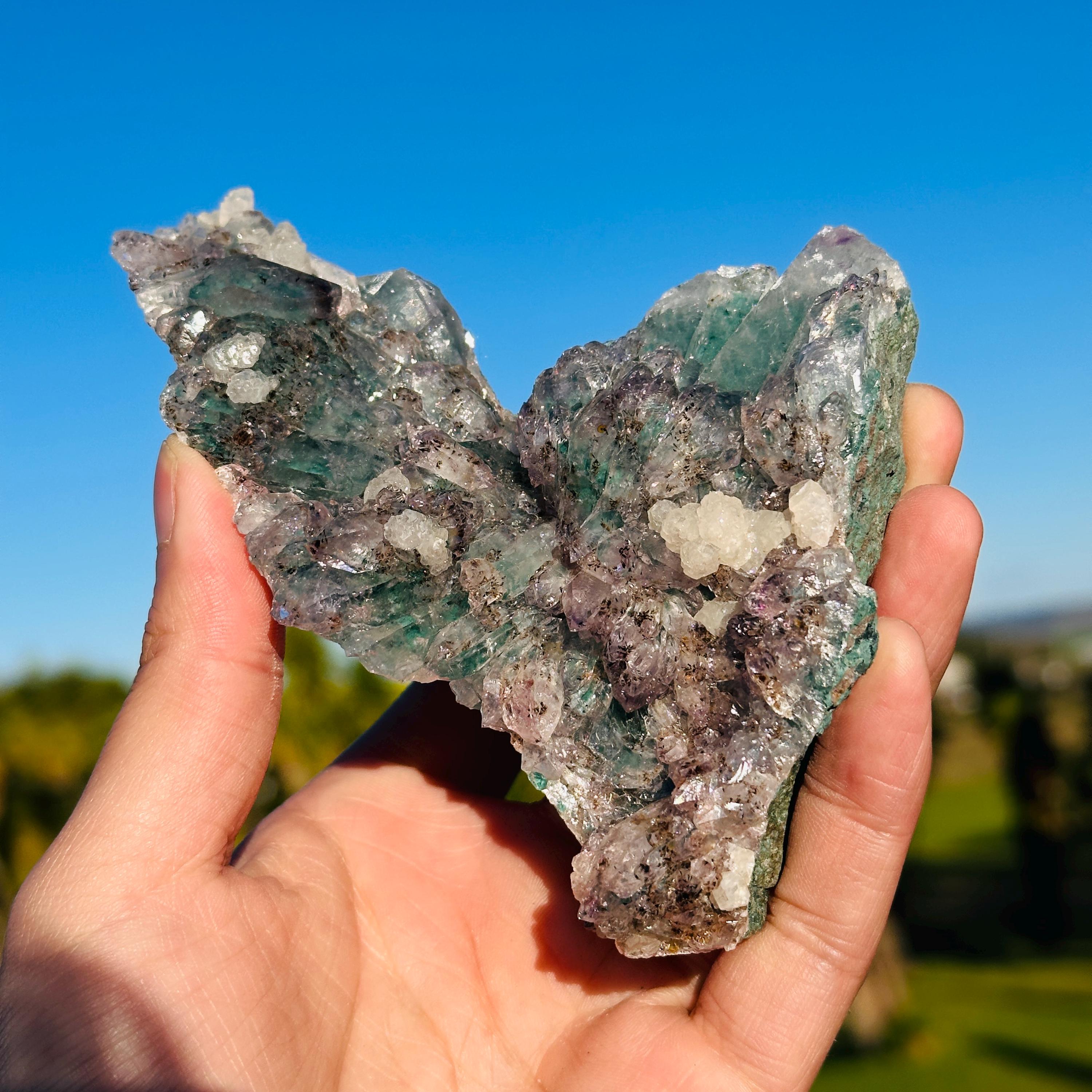 Green Phantom Quartz Cluster