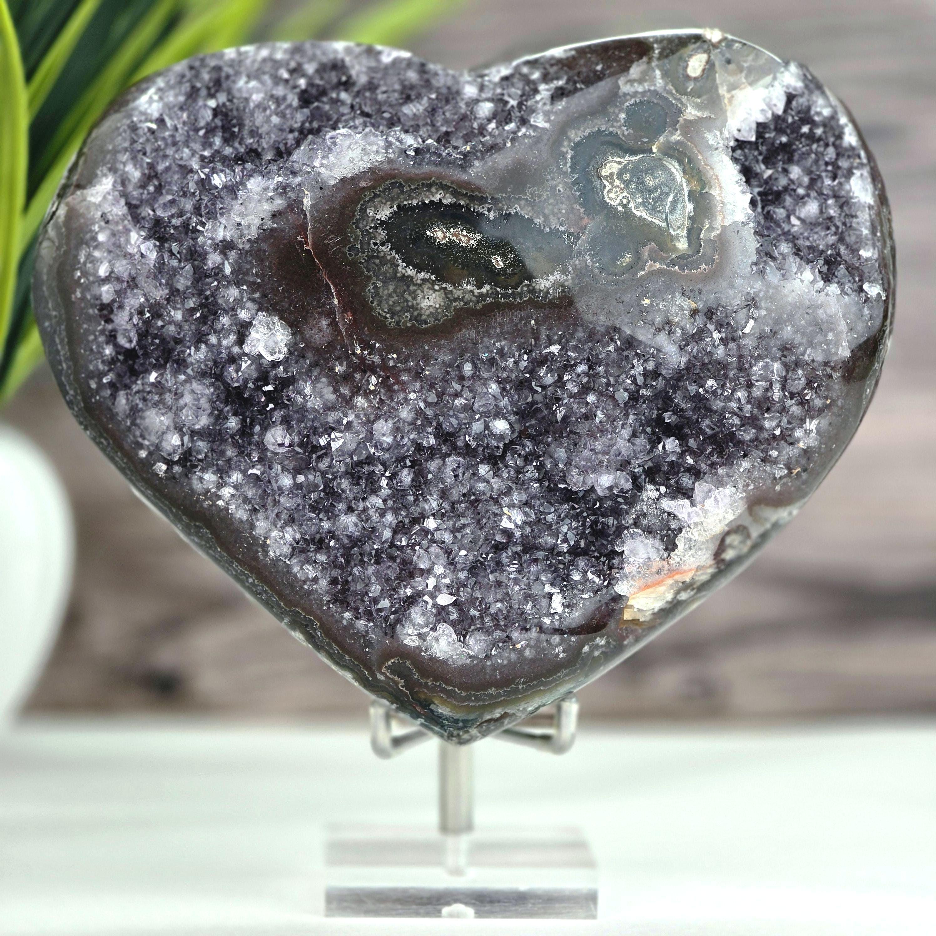 Amethyst Druzy Heart on Metal Stand