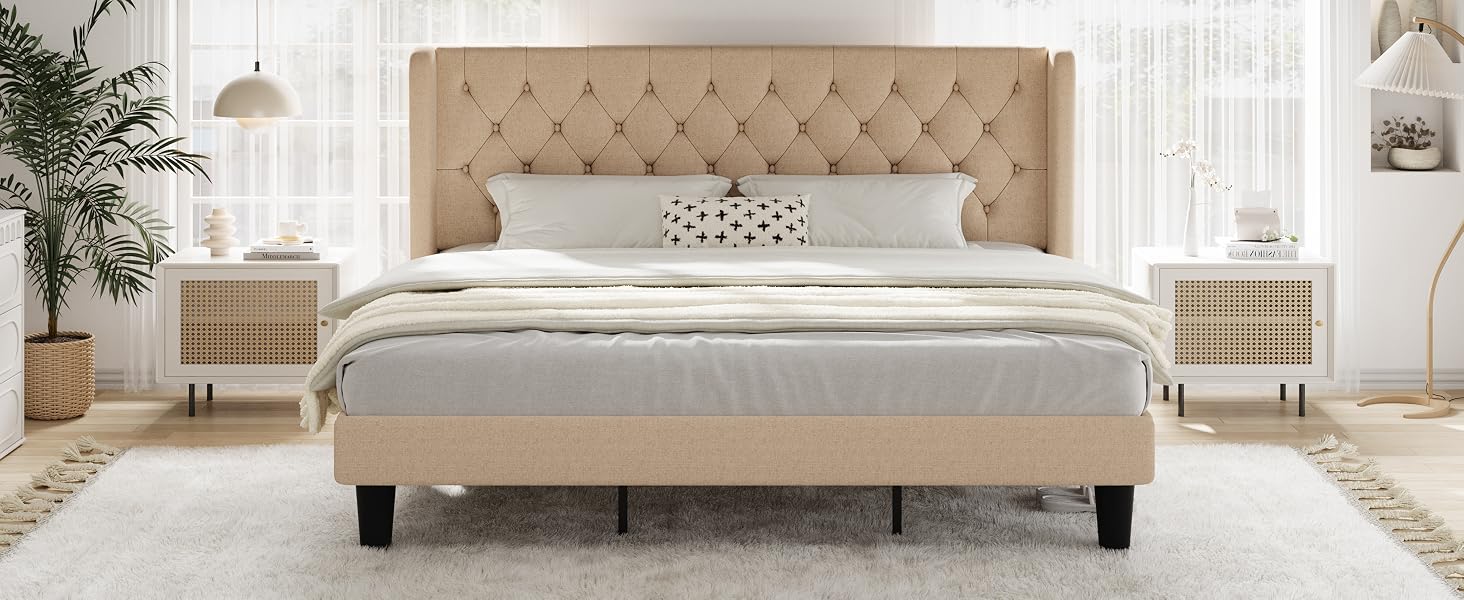 bed frame king size Beige