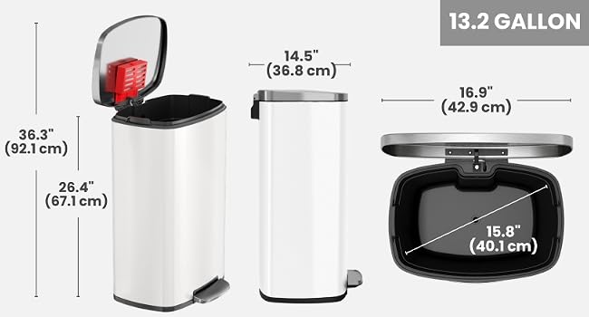 13.2 gallon large capacity kitchen trash can
