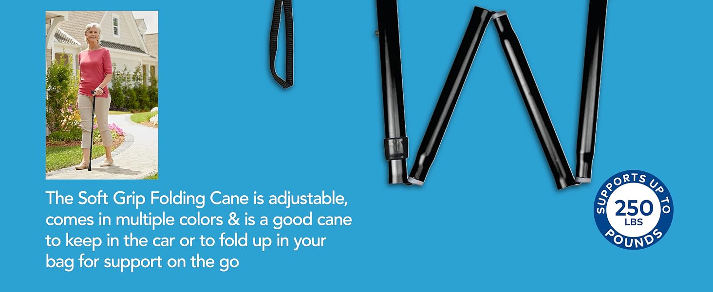 Soft Grip Folding Cane Black