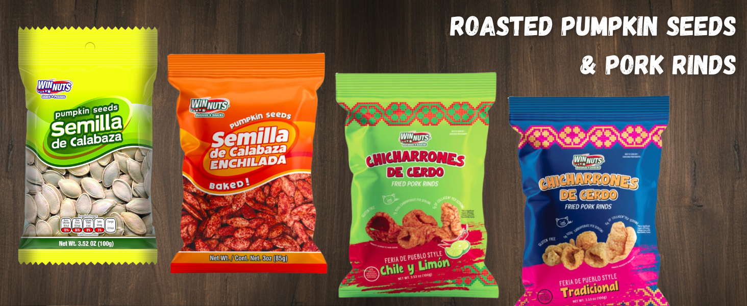 pumpkin seeds pork rinds winnuts peantus cacahuate limón habanero chips mexico potato lemon kettle