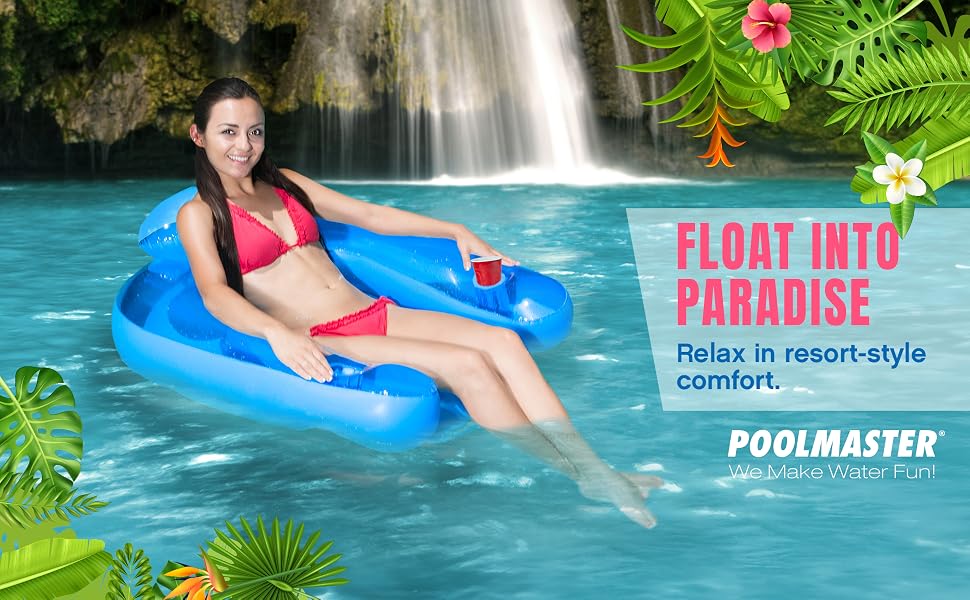 pool float chair, inflatable water chair, Poolmaster Paradise, luxury pool lounger, relaxing float
