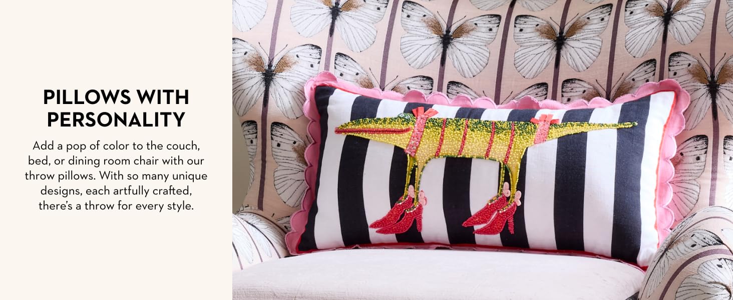 Standard and lumbar pillows in fun personalities.