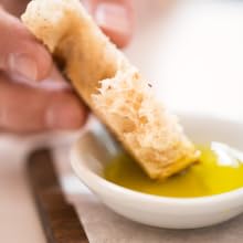 dipping bread in oil