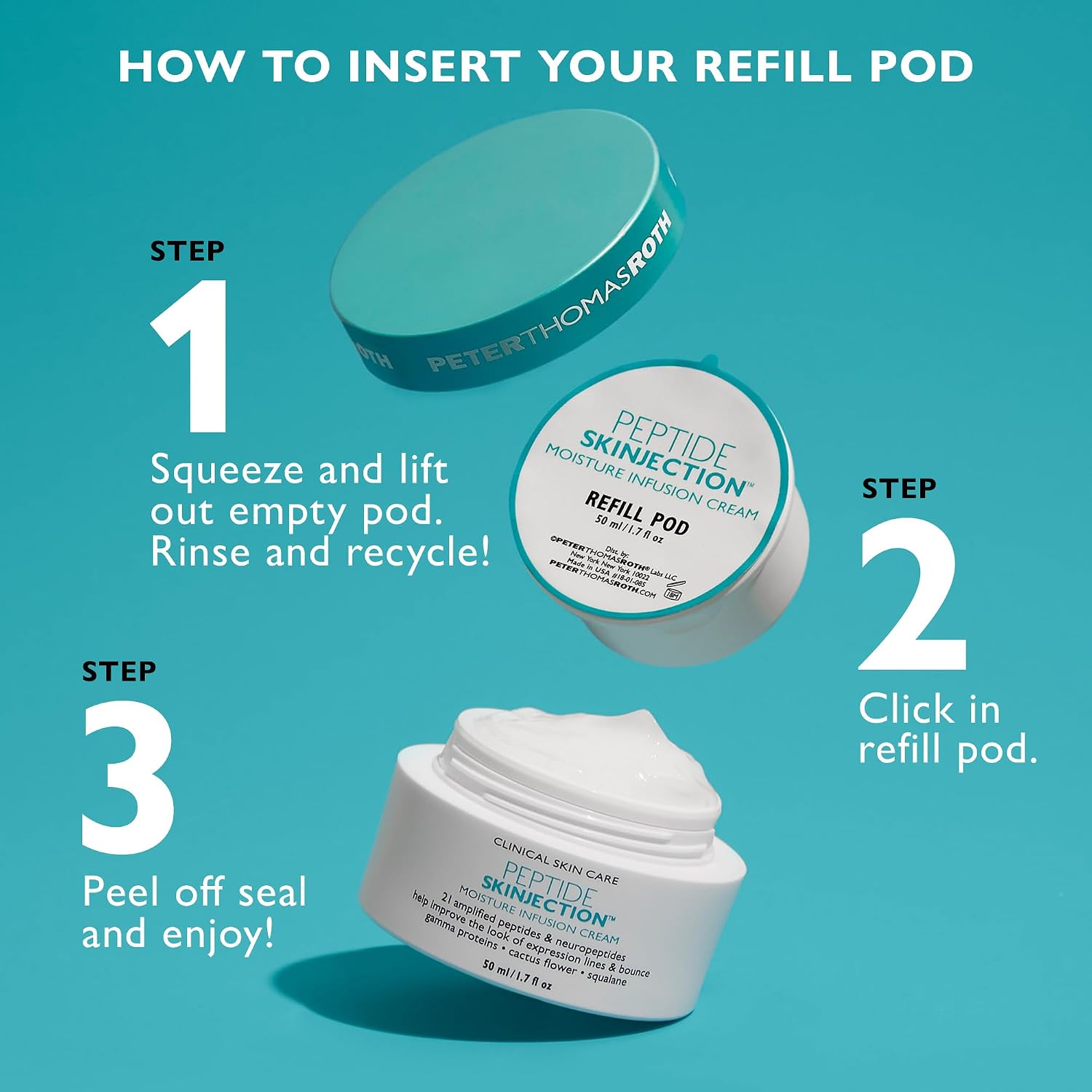 Peter Thomas Roth | Refill Pod for Peptide Skinjection™ Moisture Infusion Cream 1.7 Fl Oz, For Loss of Firmness and Elasticity