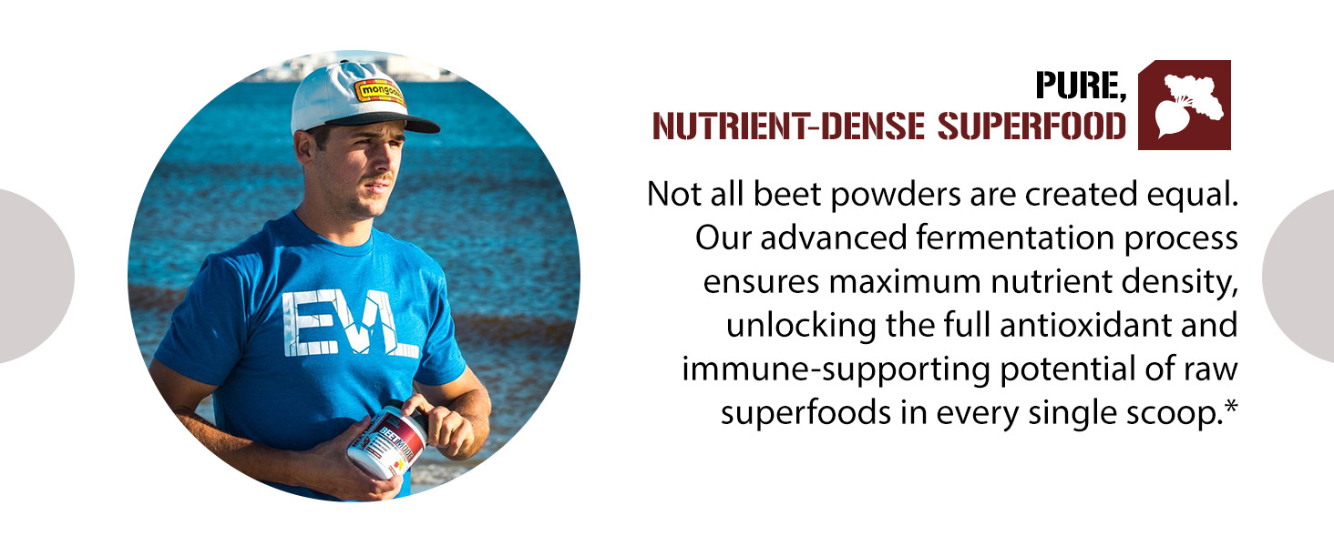 Male athlete holding BeetMode. Fermented beet crystals antioxidant immune-supporting superfood.*